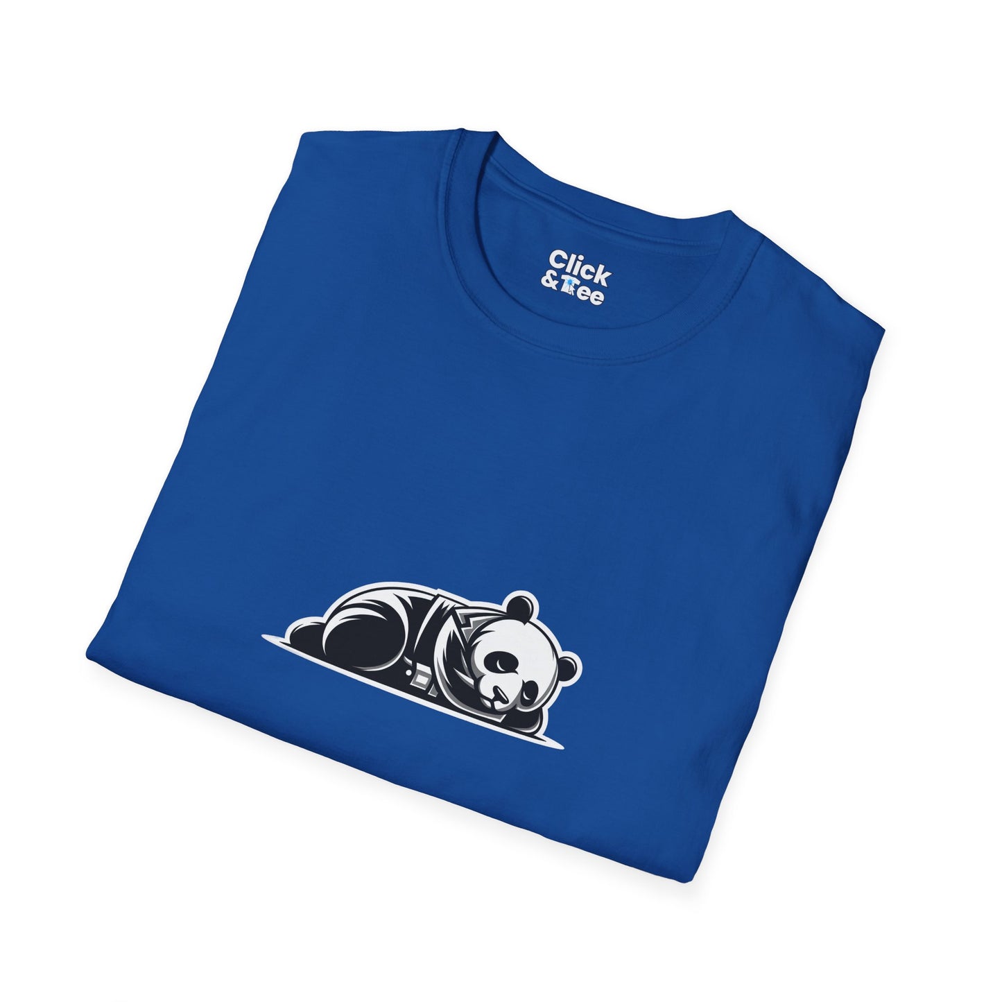 Unique T-Shirt - Sleepy Panda Eating rainbow ice cream - Vector Style T-Shirt