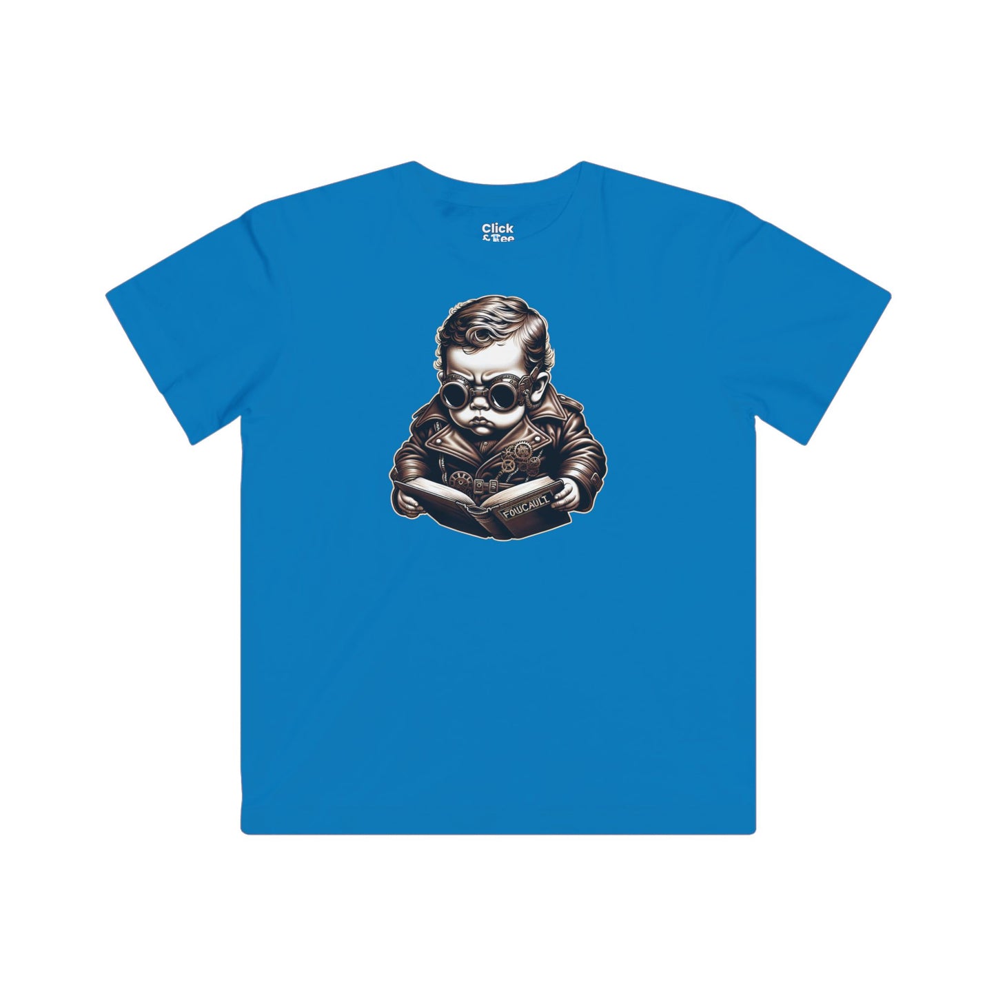 Kids Steampunk T-Shirt - Brooding Intense Toddler Reading Foucault - Steampunk Style T-Shirt