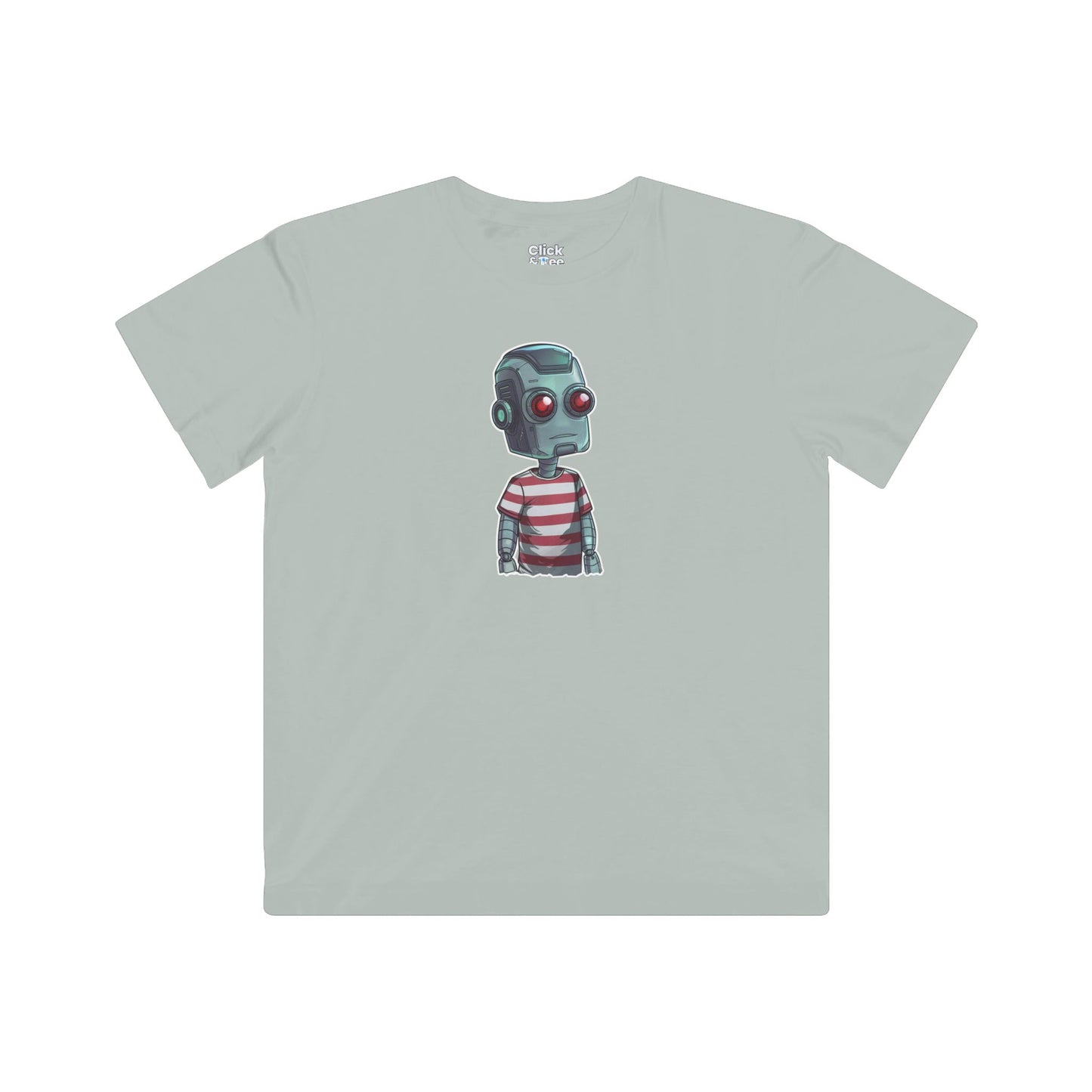 Kids Futuristic T-Shirt - Cool Robot Rebel Wearing a Trendy T-Shirt - Futuristic Style T-Shirt
