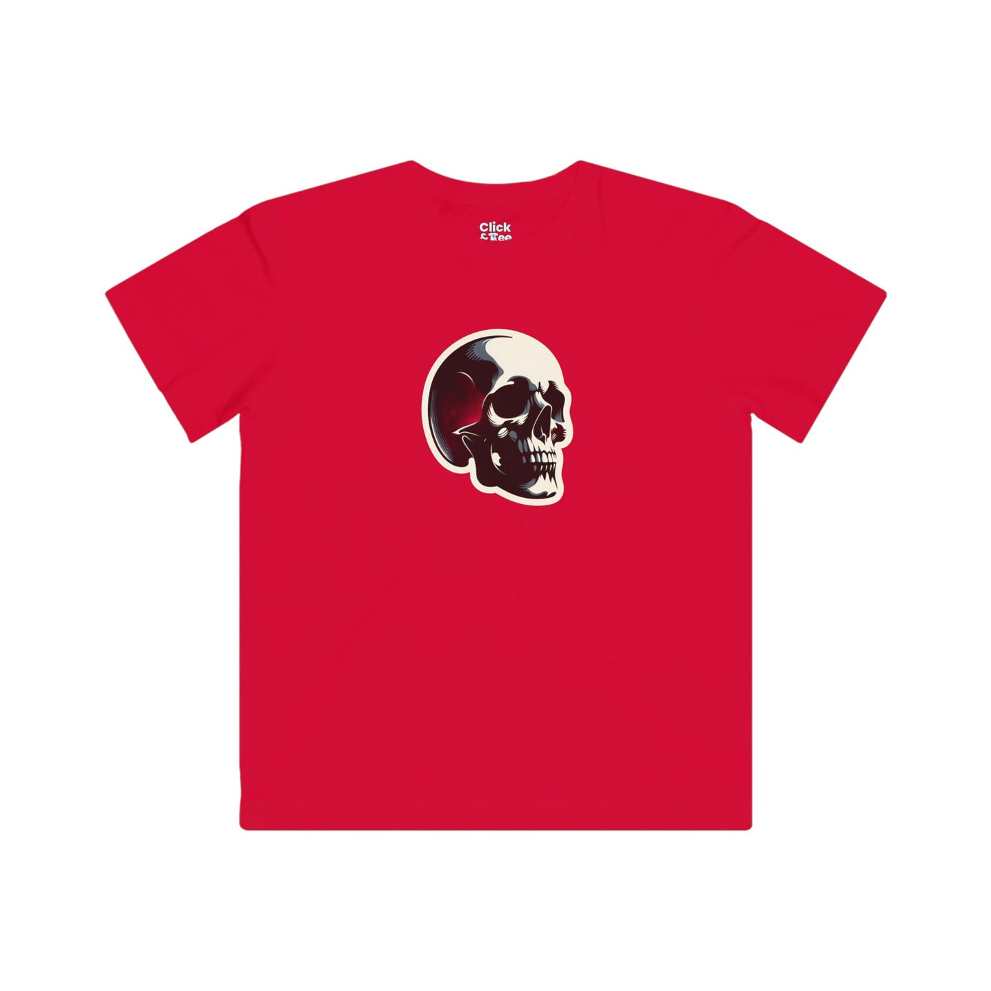 Kids Graphic Art T-Shirt - Mysterious Skull Skull with shadows, viewed from three quarters - Graphic Art Style T-Shirt