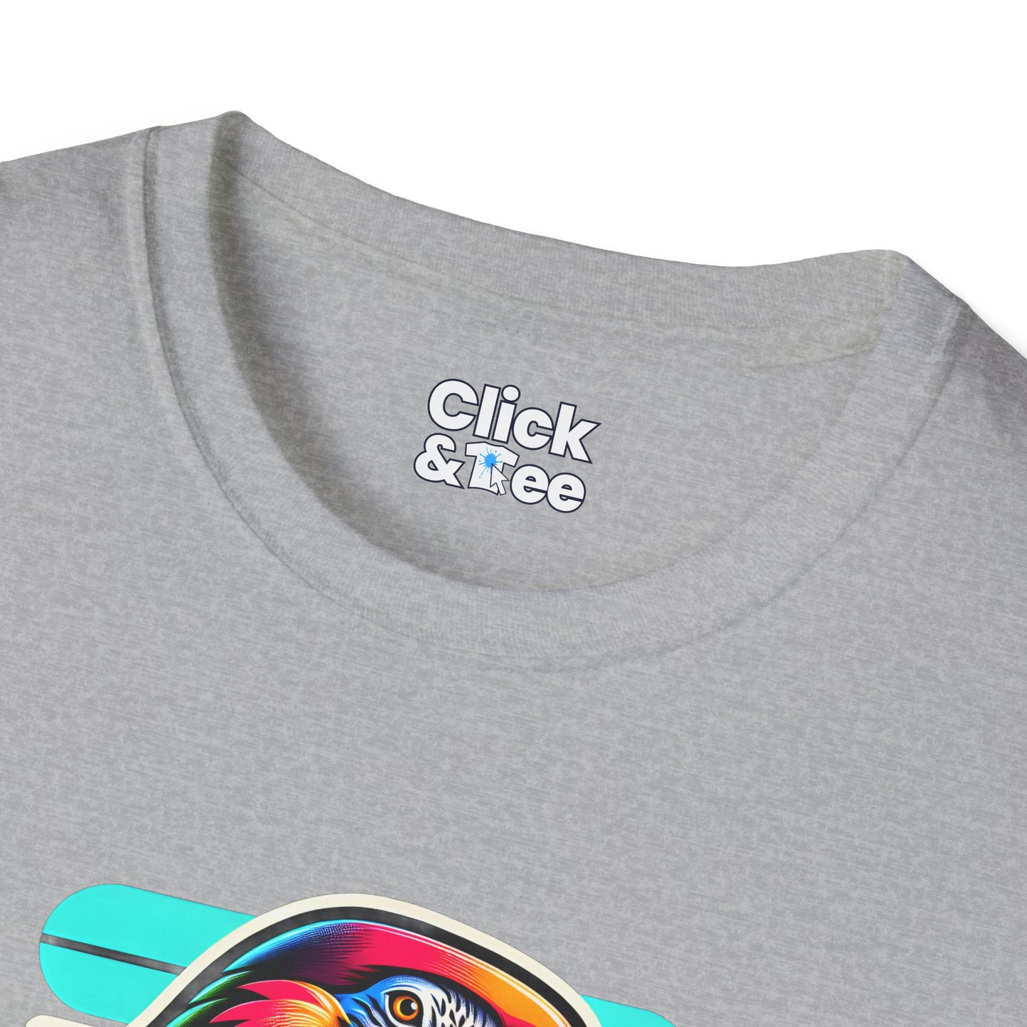 80s Neon T-Shirt - Tropical Parrot Eating rainbow ice cream - 80s Neon Style T-Shirt
