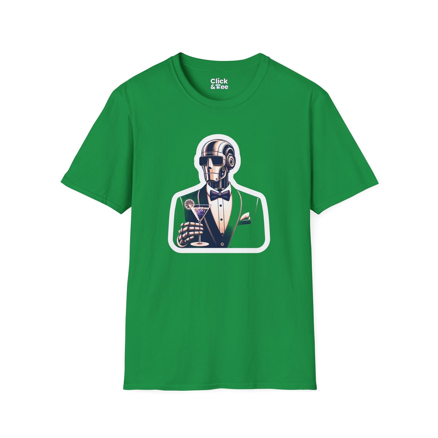 Retro T-Shirt - Classy Well Dressed Robot Bartender Serving a cocktail - Retro Style T-Shirt