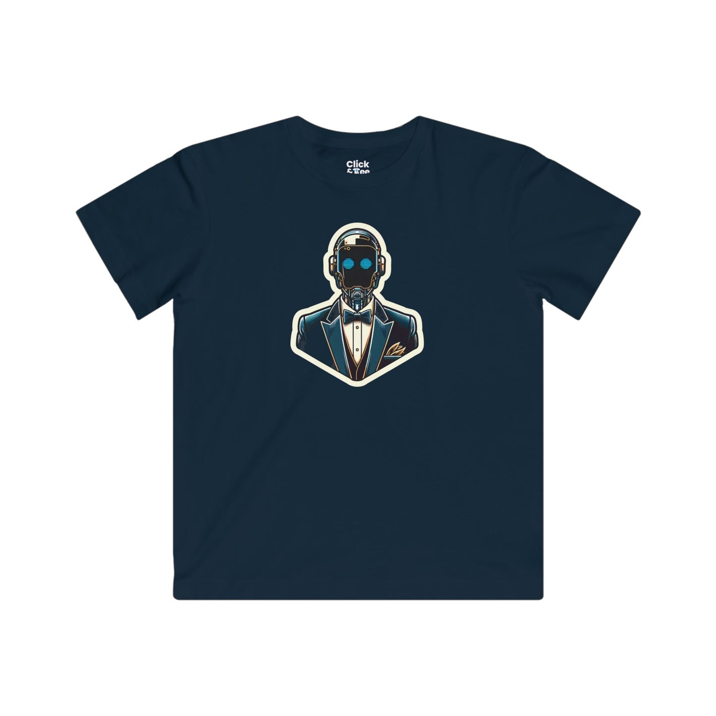 Kids Cyberpunk T-Shirt - Debonaire Elegant Droid Bartender Wearing a Fancy Suit - Cyberpunk Style T-Shirt