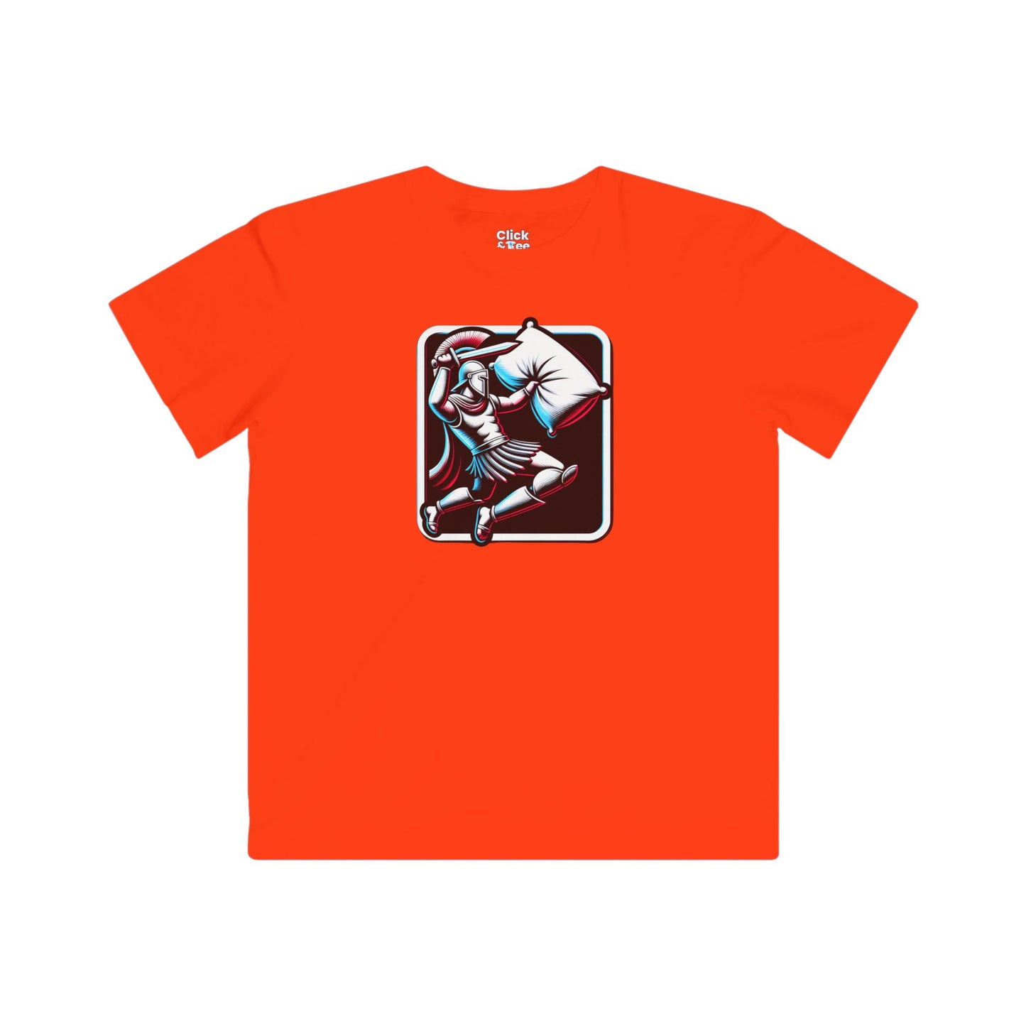 Kids 3D T-Shirt - Battle-ready Gladiator In a Pillow Fight - 3D Style T-Shirt