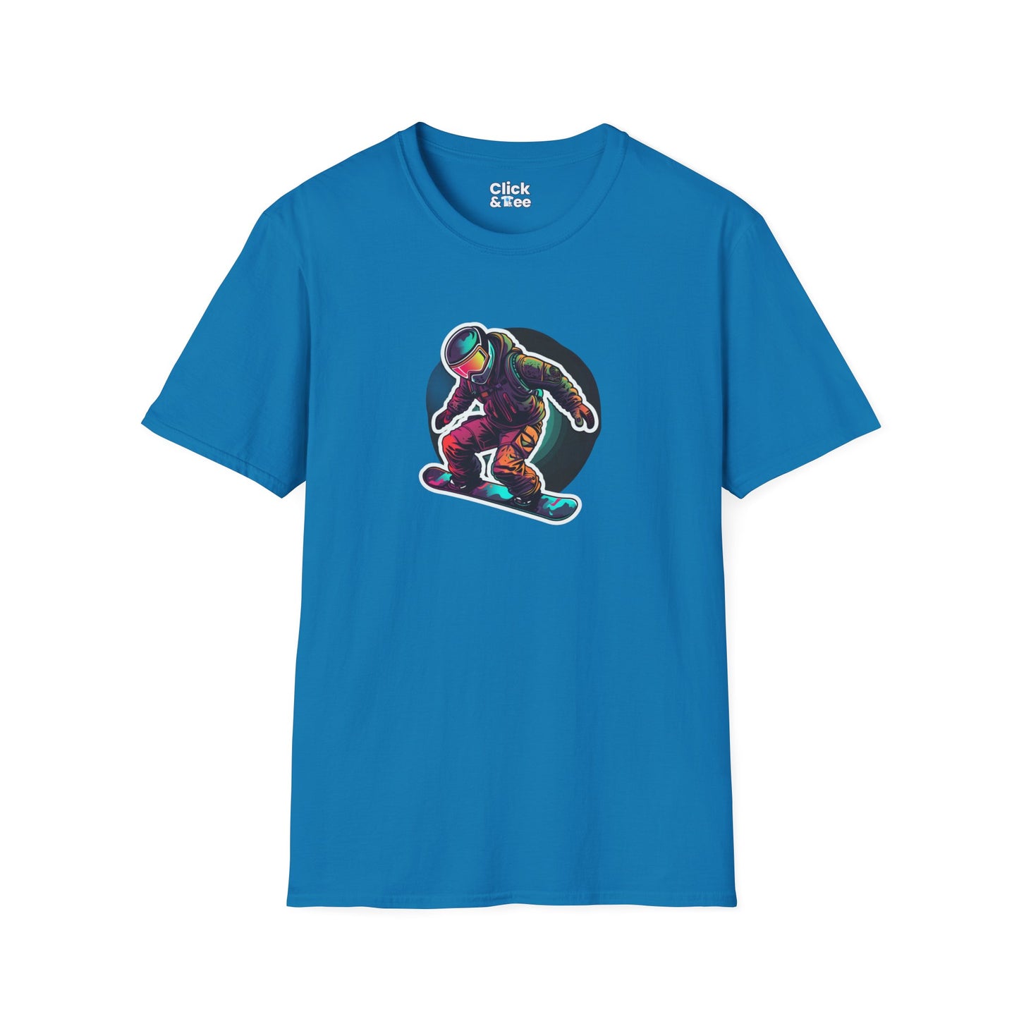 Retro T-Shirt - Aggressive Robot Snowboarder Flying through the air - Retro Style T-Shirt