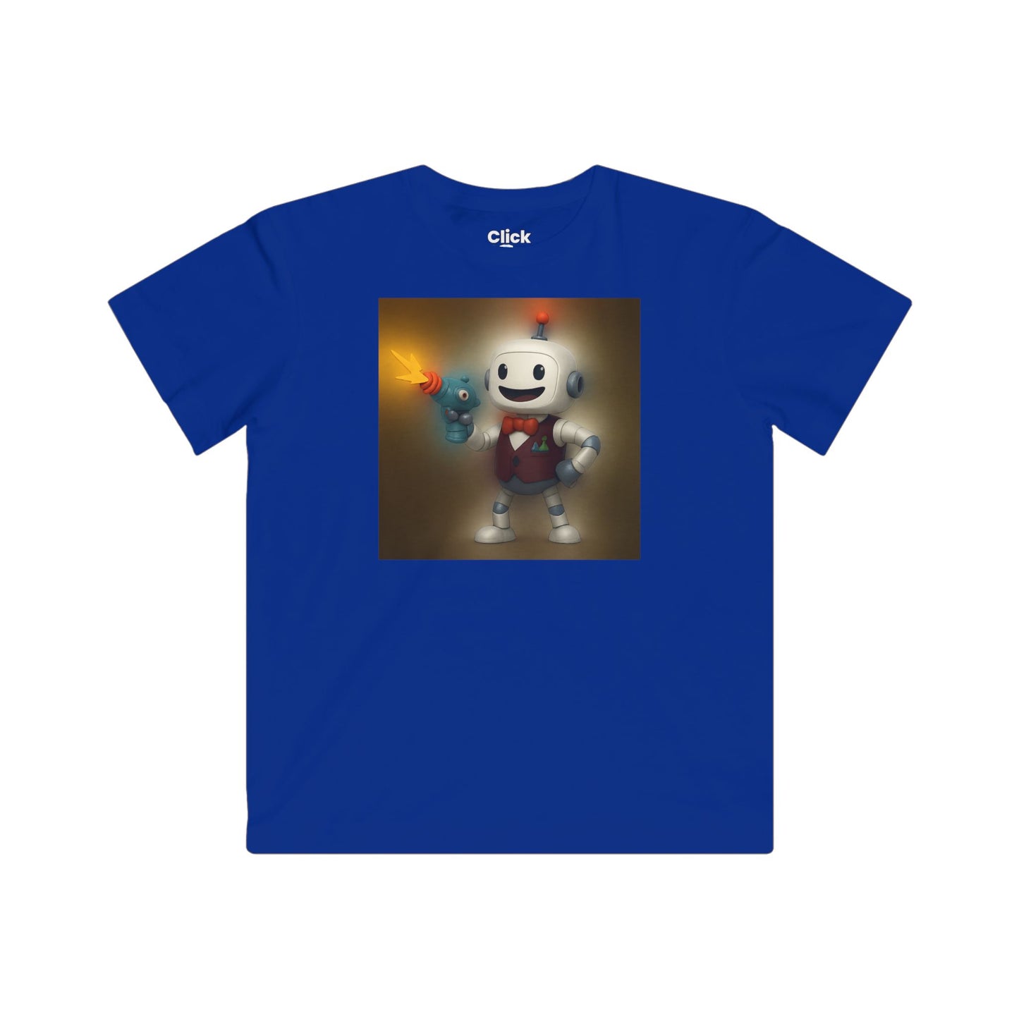 Kids 3D T-Shirt - Smiling Robot Bartender Shooting a Ray Gun - 3D Style T-Shirt