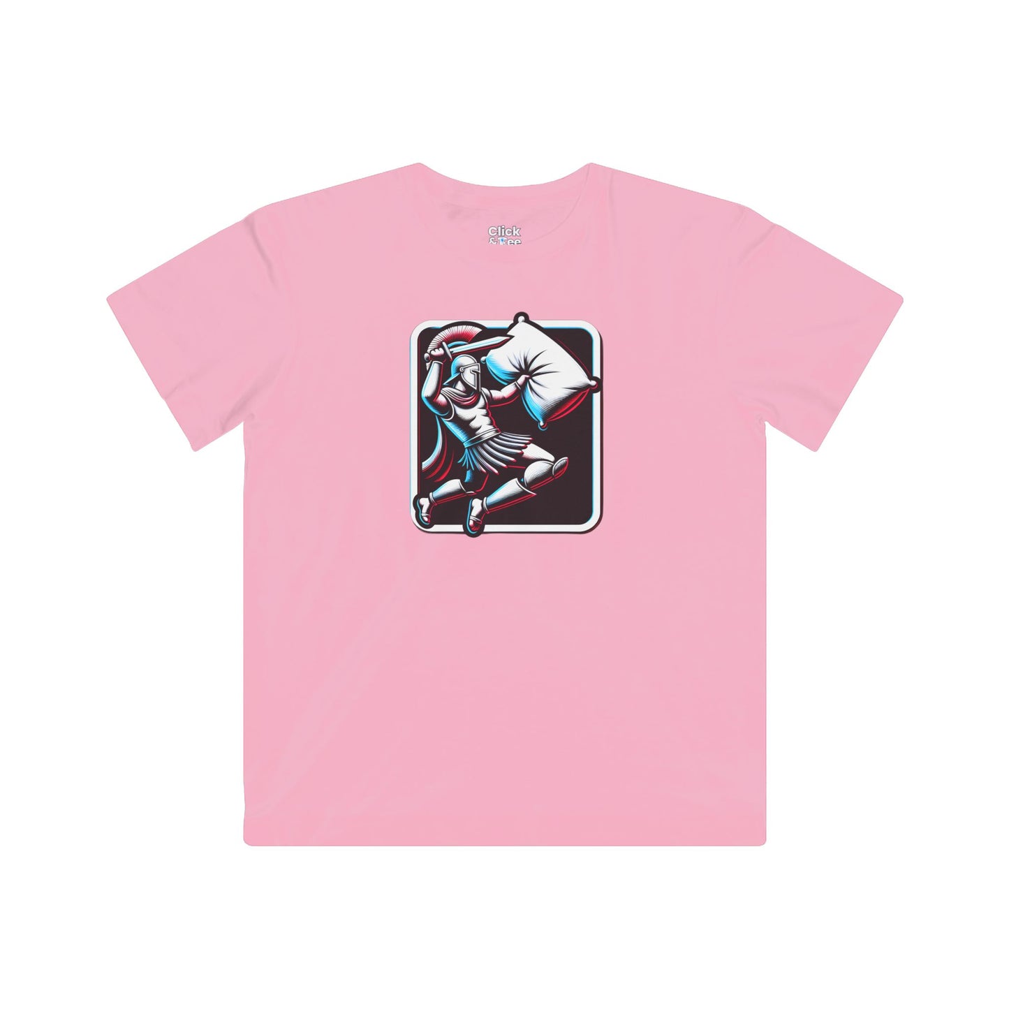 Kids 3D T-Shirt - Battle-ready Gladiator In a Pillow Fight - 3D Style T-Shirt