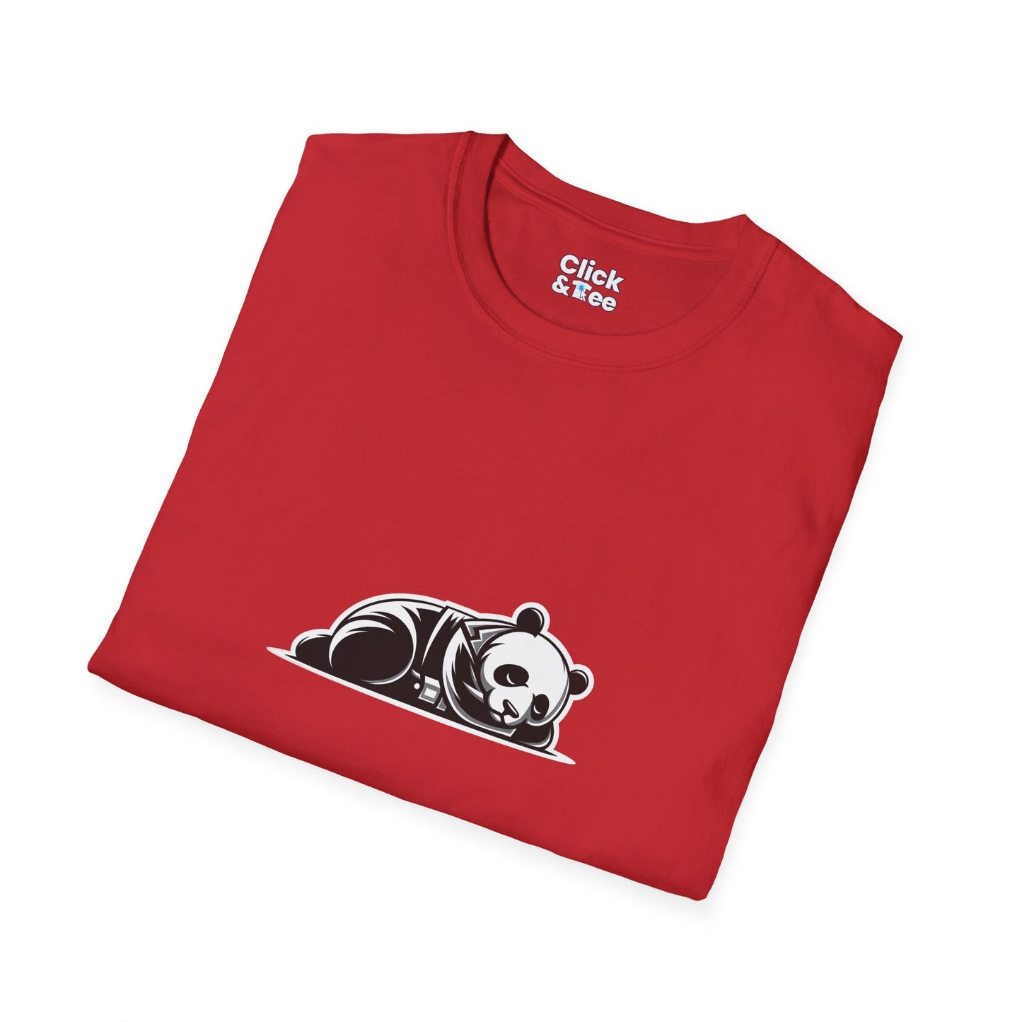 Unique T-Shirt - Sleepy Panda Eating rainbow ice cream - Vector Style T-Shirt