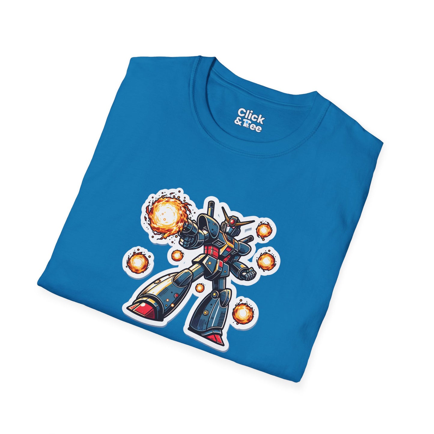 Shonen Anime T-Shirt - Magical Robot Shooting fireballs - Shonen Anime Style T-Shirt