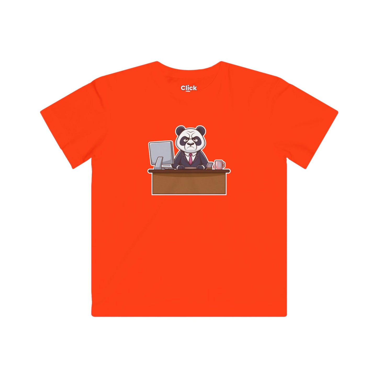 Kids Cartoon T-Shirt - Disgruntled Panda in a Suit Working a boring office job - Cartoon Style T-Shirt
