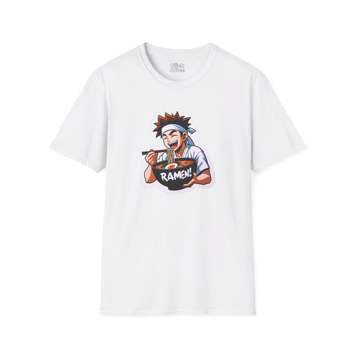 Harem Anime T-Shirt - Happy Kung-Fu Kid Eating a hot bowl of ramen - Harem Anime Style T-Shirt