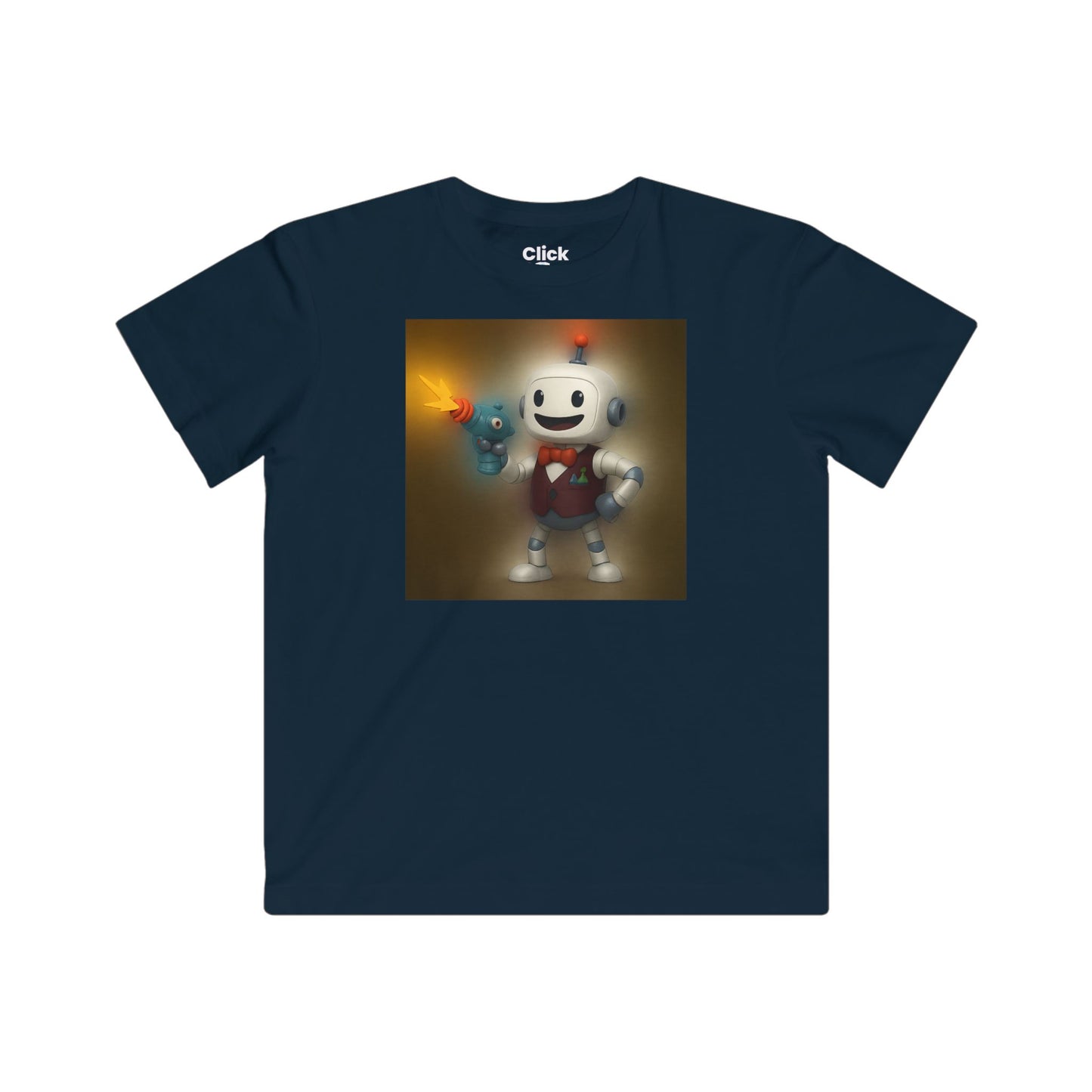 Kids 3D T-Shirt - Smiling Robot Bartender Shooting a Ray Gun - 3D Style T-Shirt