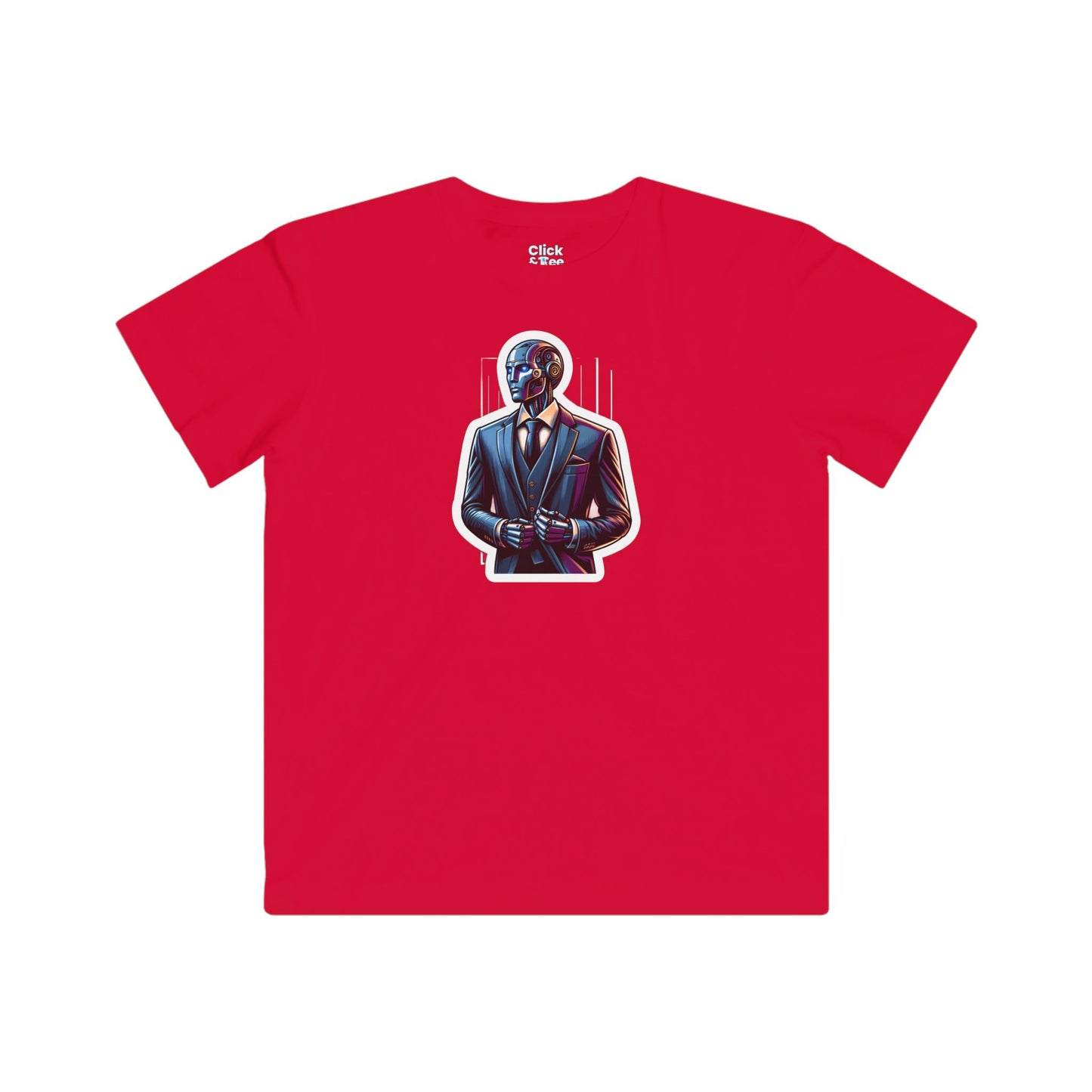 Kids Realistic T-Shirt - Debonaire Humanoid Robot Gentleman Wearing a Modern Suit - Realistic Style T-Shirt