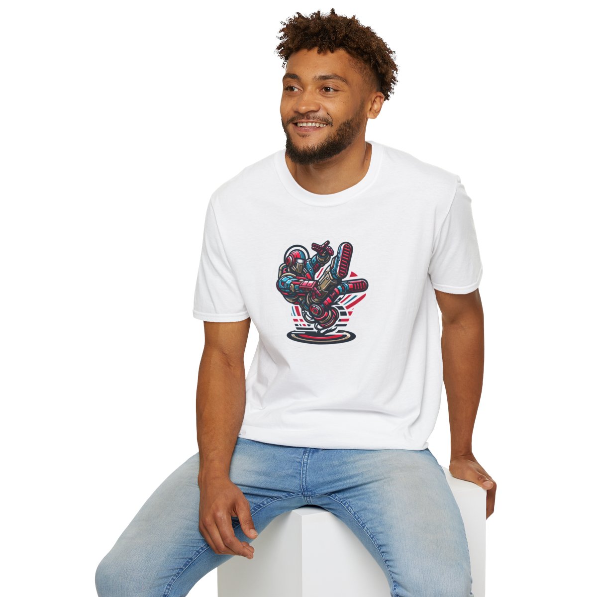 Retro T-Shirt - Aggressive Retro-Robot Breakdancing - Retro Style T-Shirt