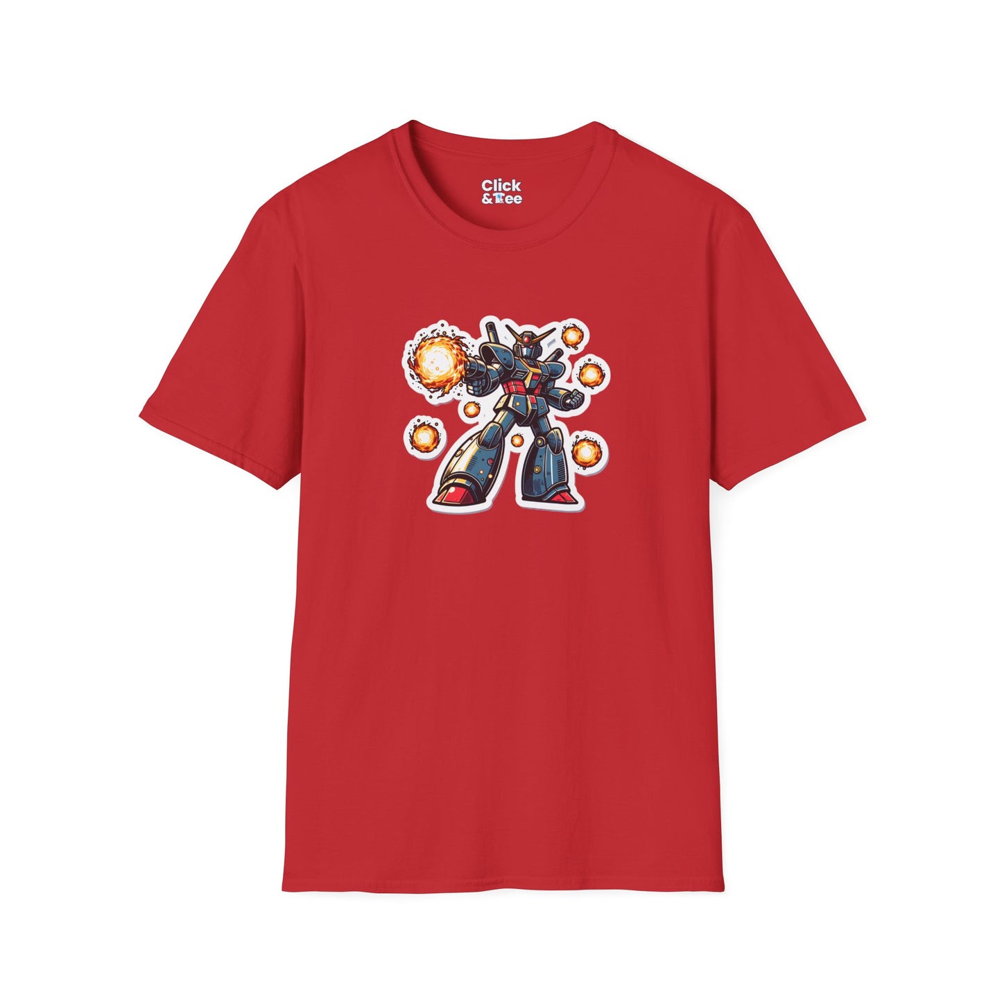 Shonen Anime T-Shirt - Magical Robot Shooting fireballs - Shonen Anime Style T-Shirt
