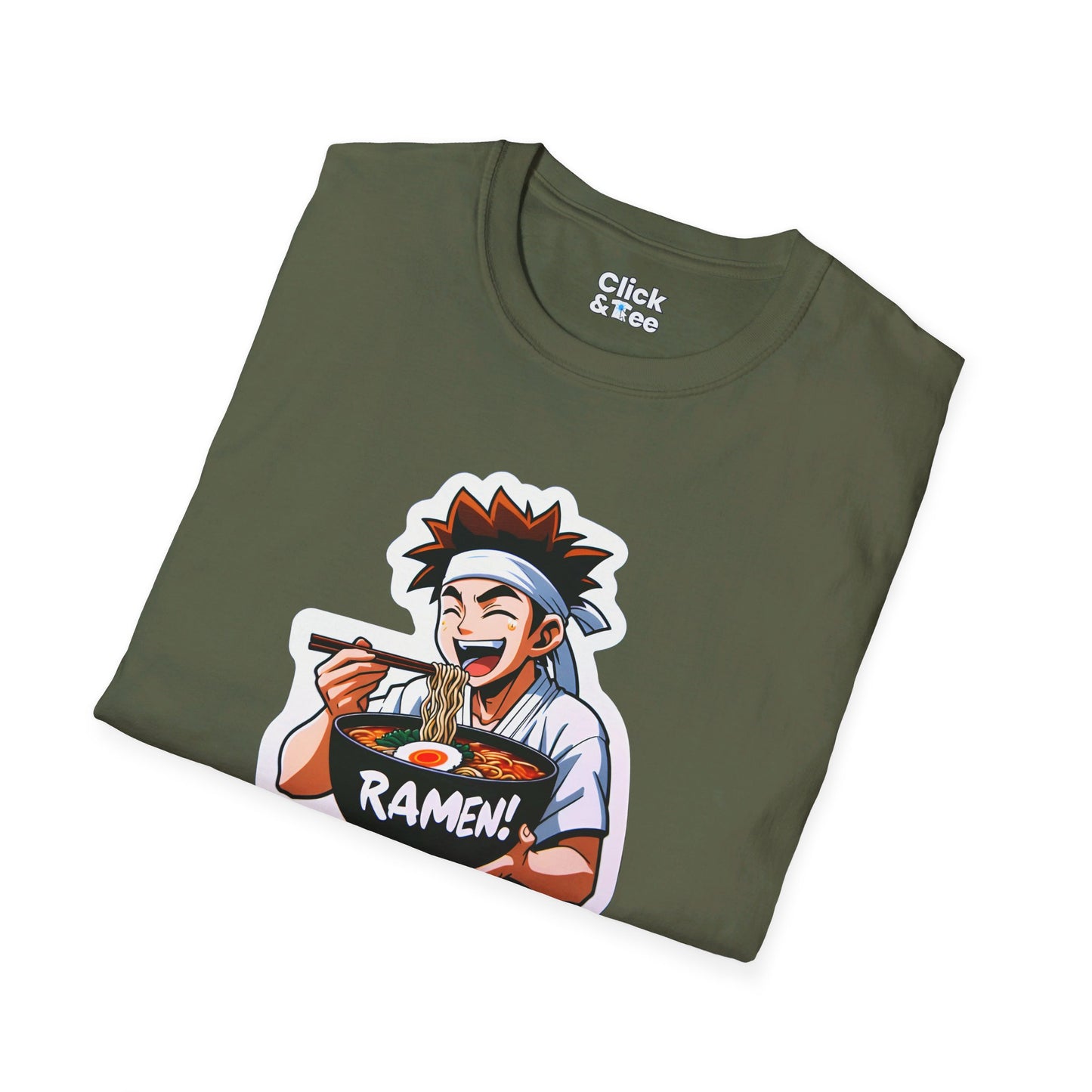 Harem Anime T-Shirt - Happy Kung-Fu Kid Eating a hot bowl of ramen - Harem Anime Style T-Shirt
