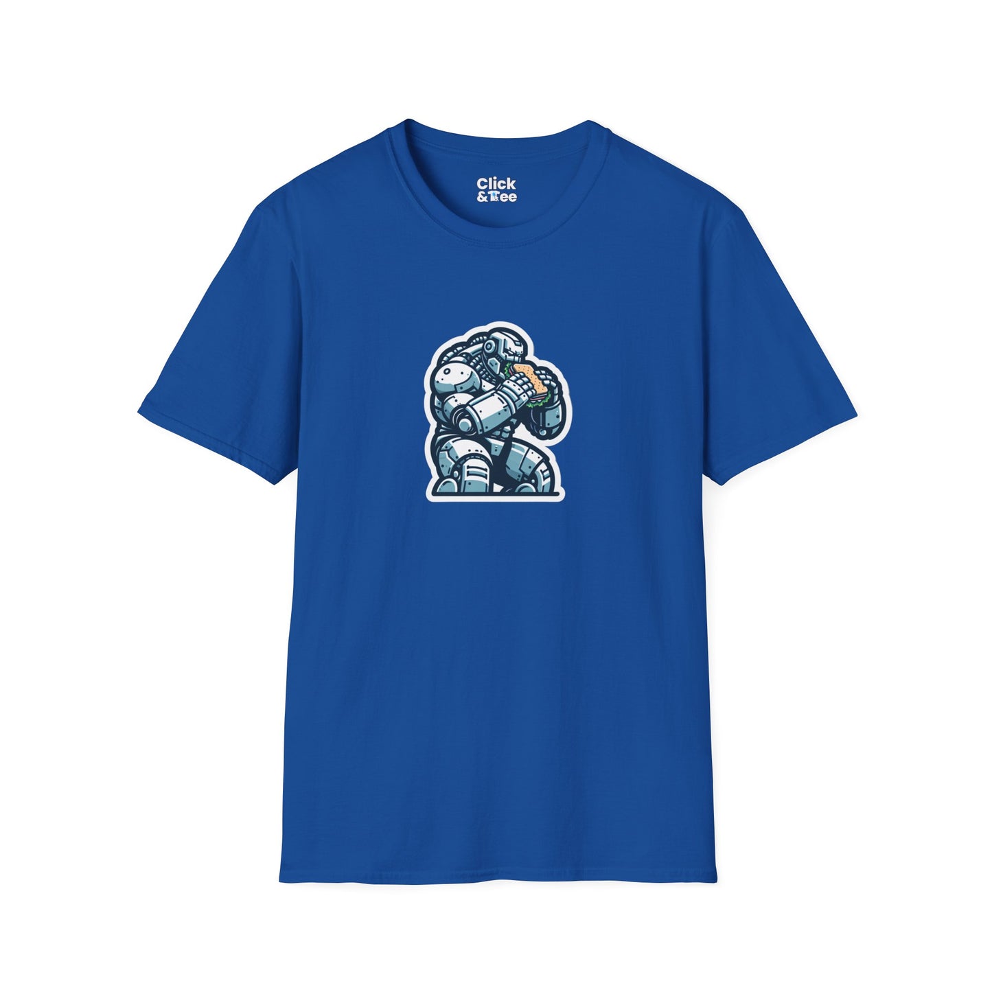 Digital Art T-Shirt - Hulking Robot Eating a sandwich - Digital Art Style T-Shirt
