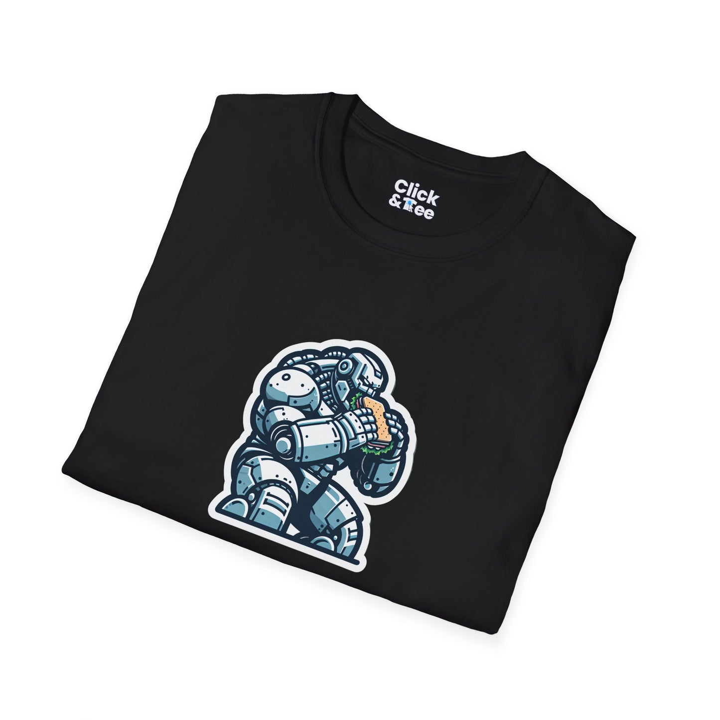Digital Art T-Shirt - Hulking Robot Eating a sandwich - Digital Art Style T-Shirt
