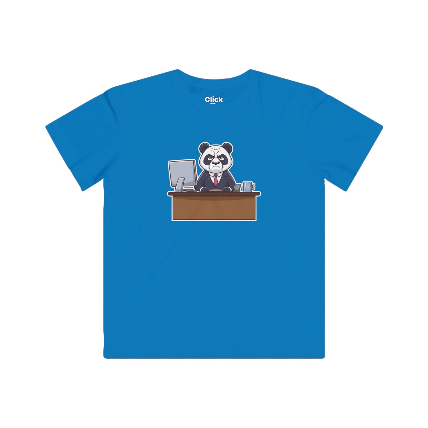 Kids Cartoon T-Shirt - Disgruntled Panda in a Suit Working a boring office job - Cartoon Style T-Shirt
