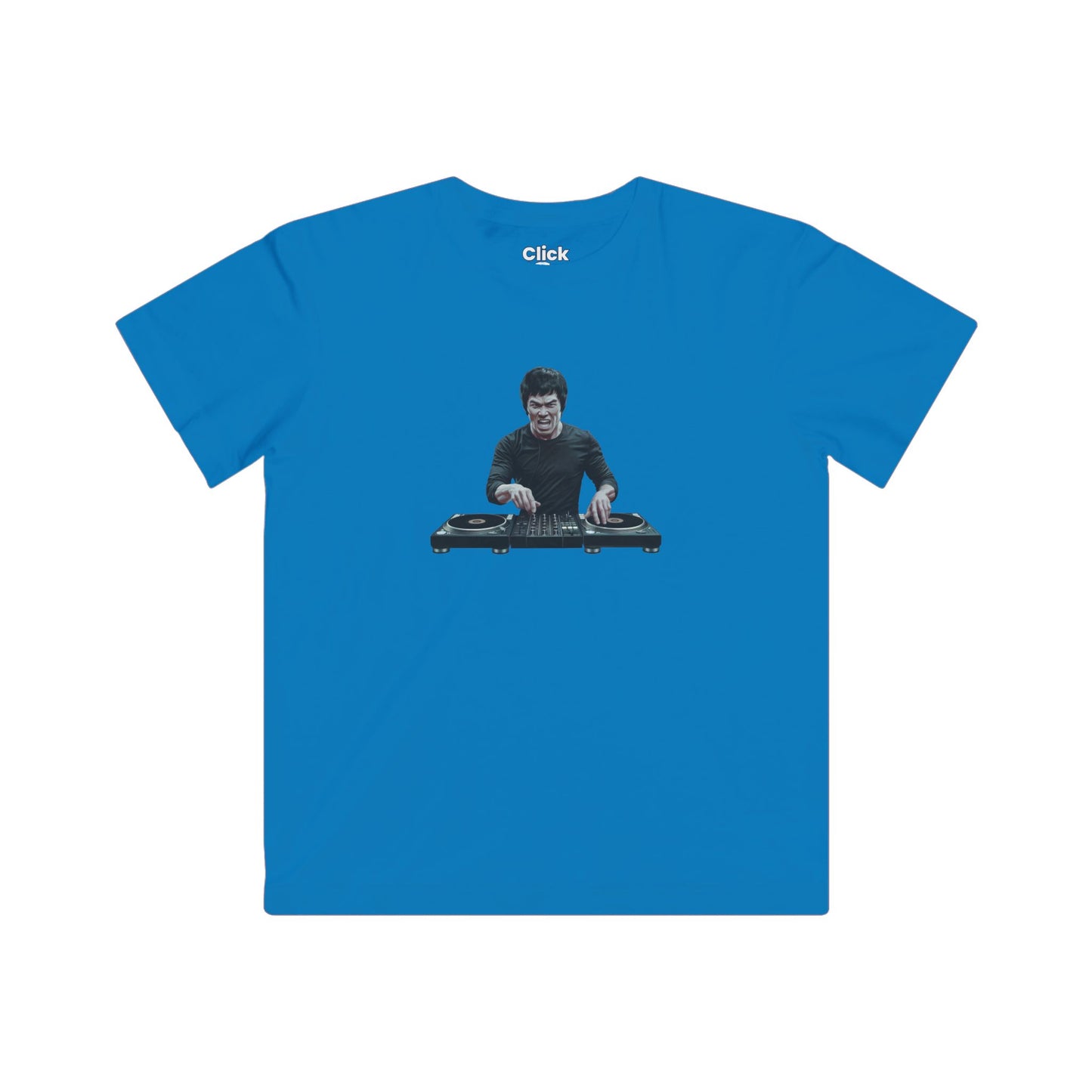 Kids Realistic T-Shirt - Angry Bruce Lee DJing - Realistic Style T-Shirt