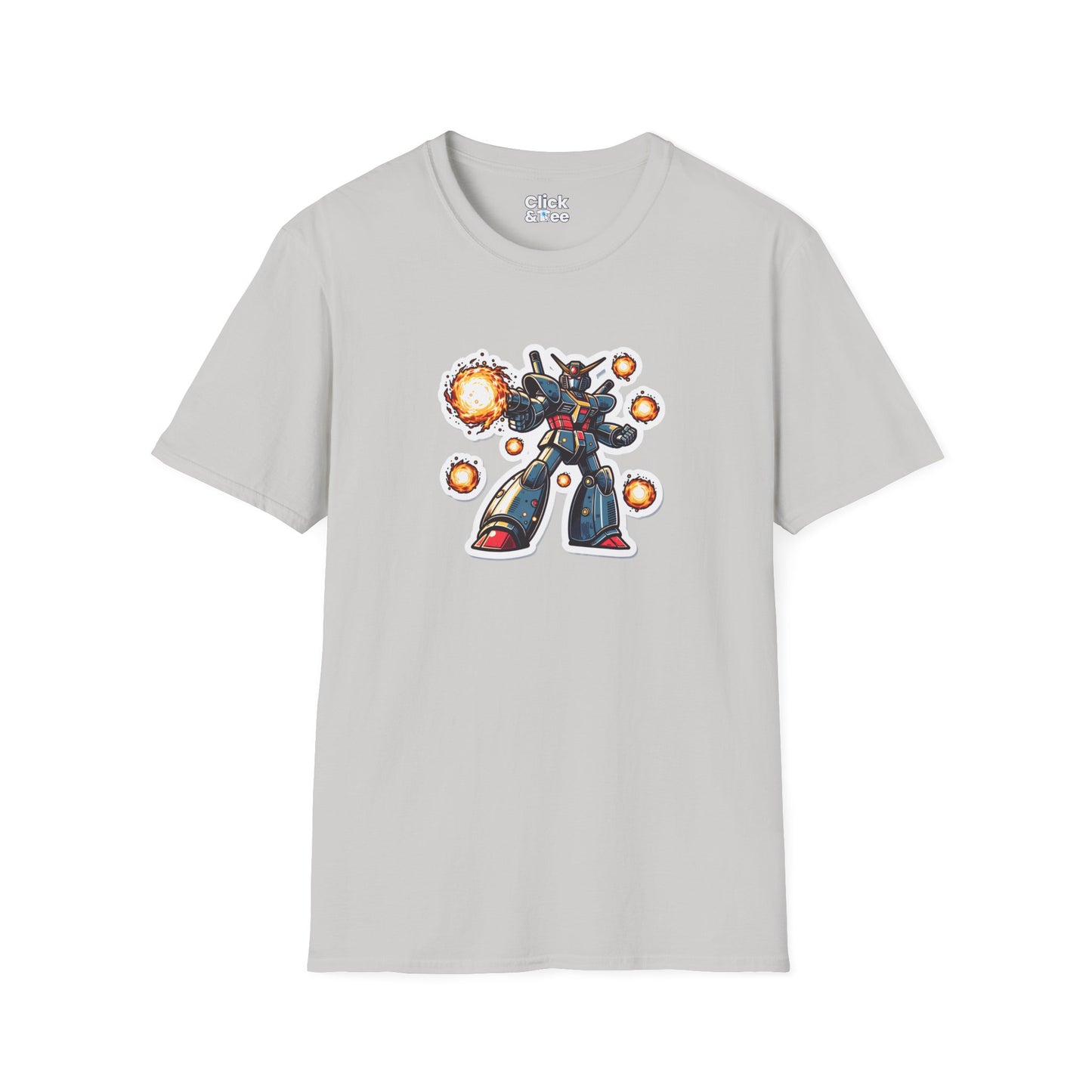 Shonen Anime T-Shirt - Magical Robot Shooting fireballs - Shonen Anime Style T-Shirt