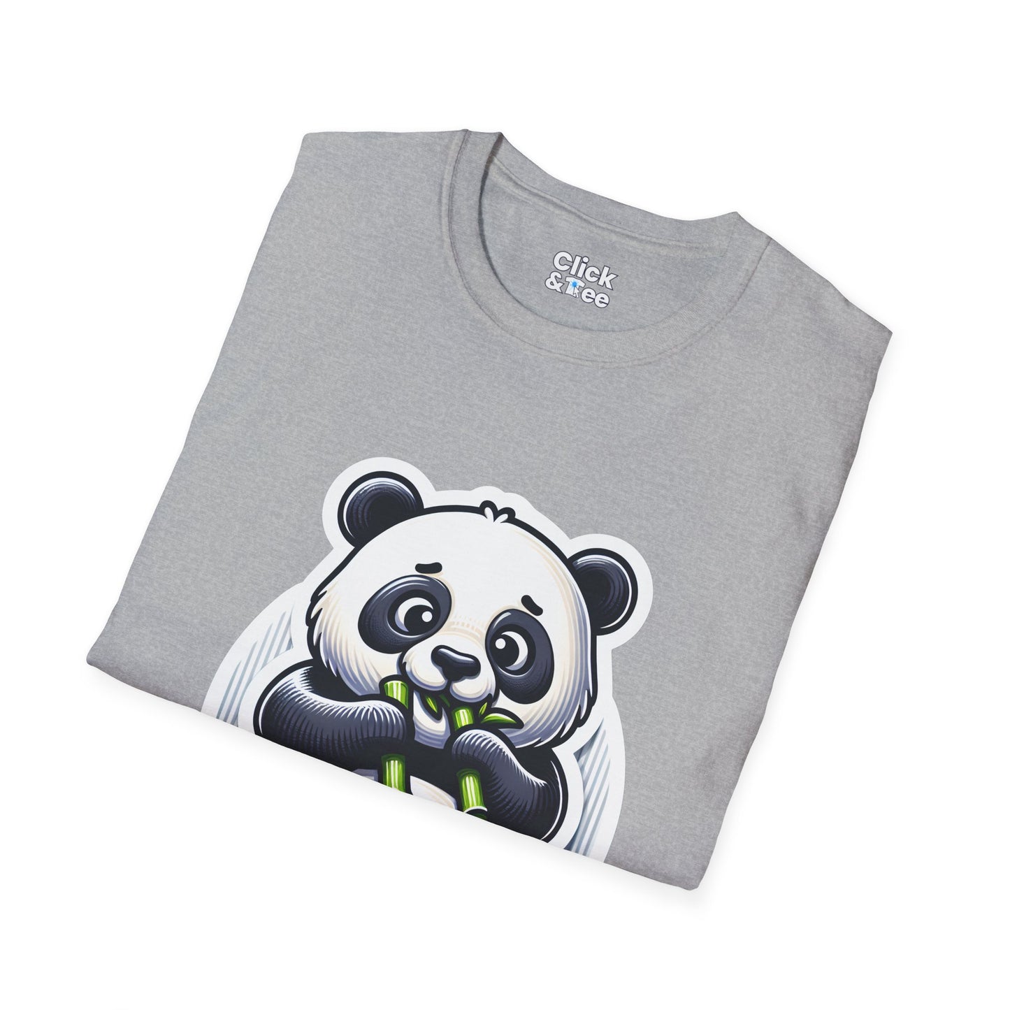 Realistic T-Shirt - Hungry Panda Eating Bamboo - Realistic Style T-Shirt