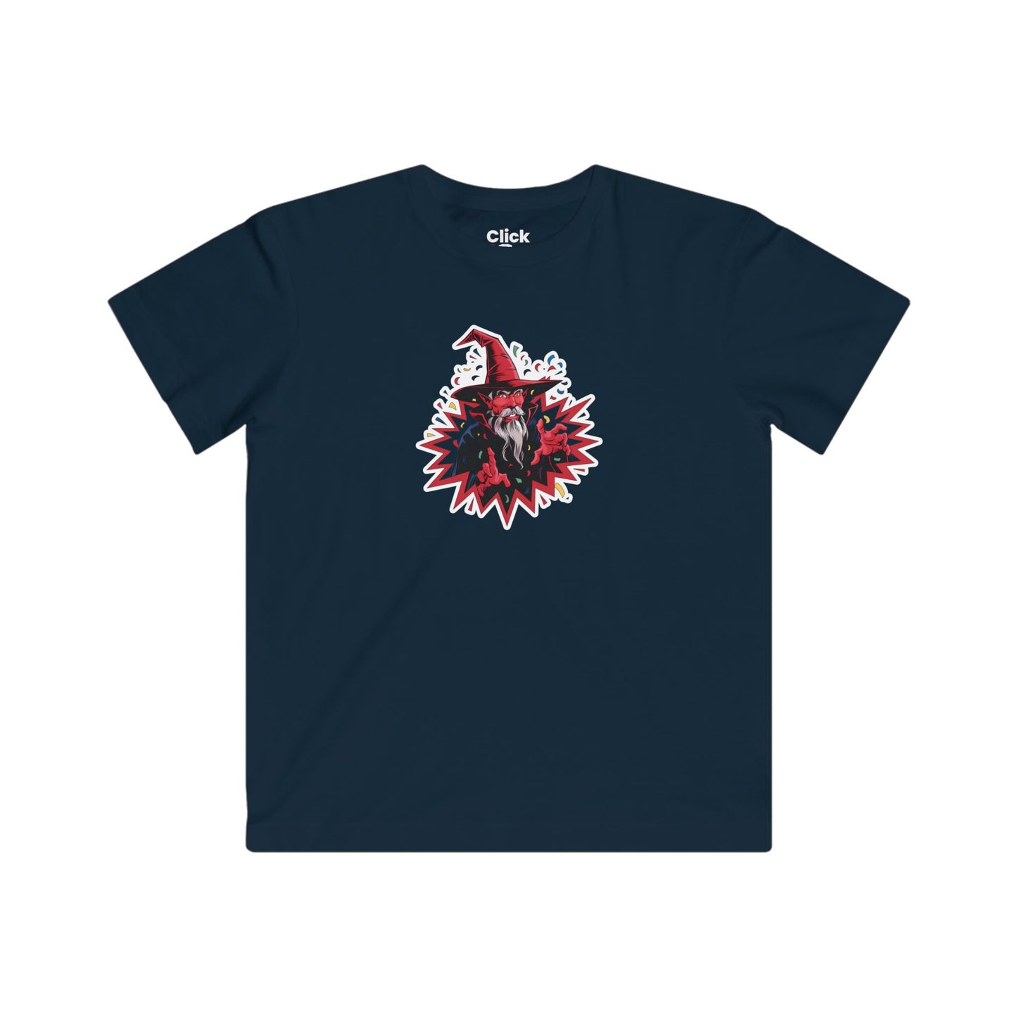 Kids Comic T-Shirt - Red Warlock Exploding with Confetti - Comic Style T-Shirt