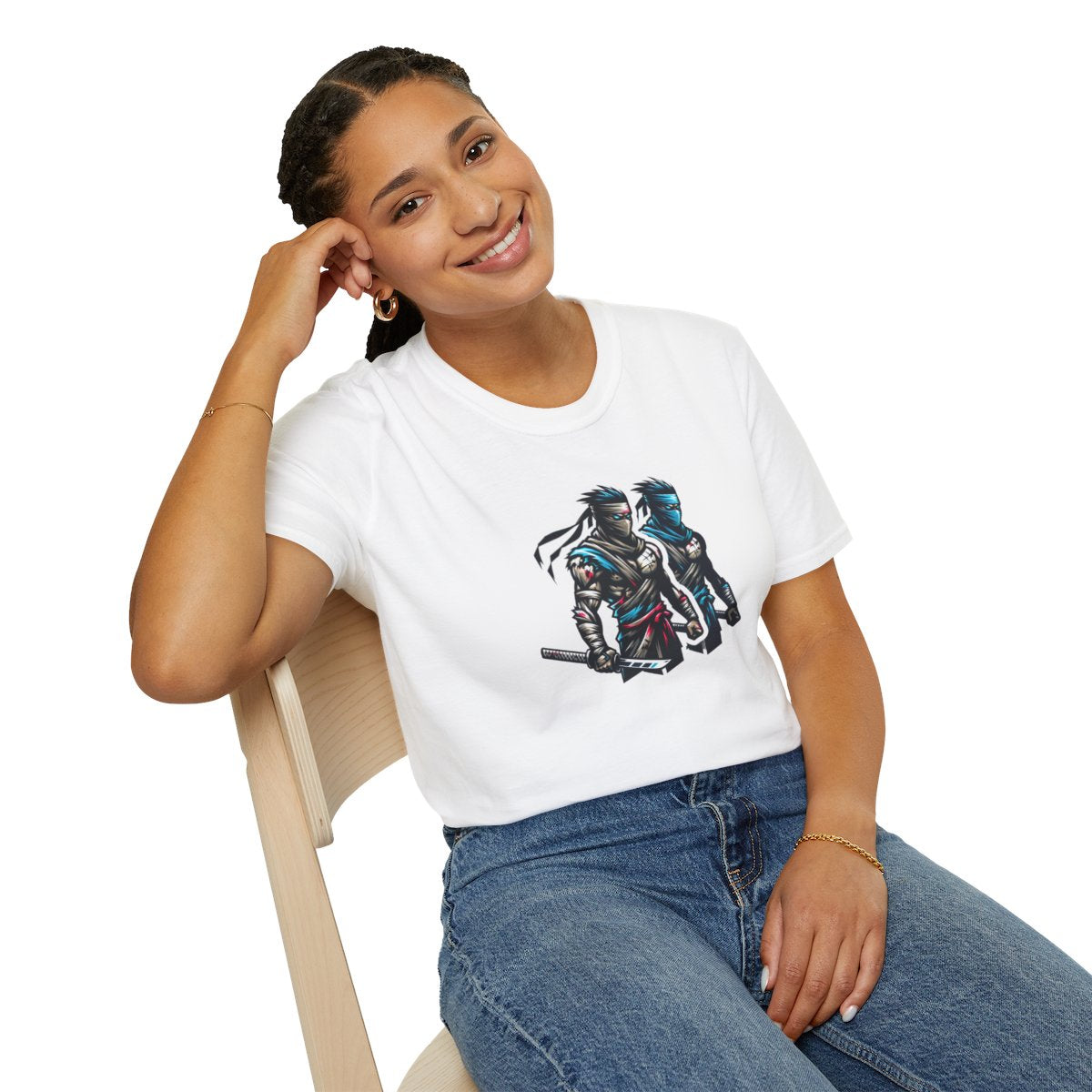 Realistic T-Shirt - Battle-scarred Warrior Ninja Ready for battle - Realistic Style T-Shirt