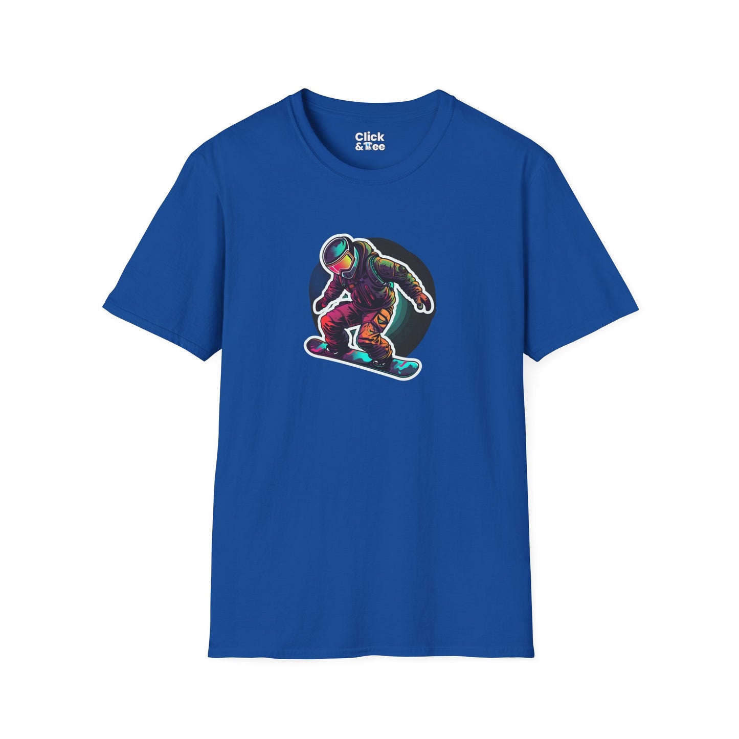Retro T-Shirt - Aggressive Robot Snowboarder Flying through the air - Retro Style T-Shirt
