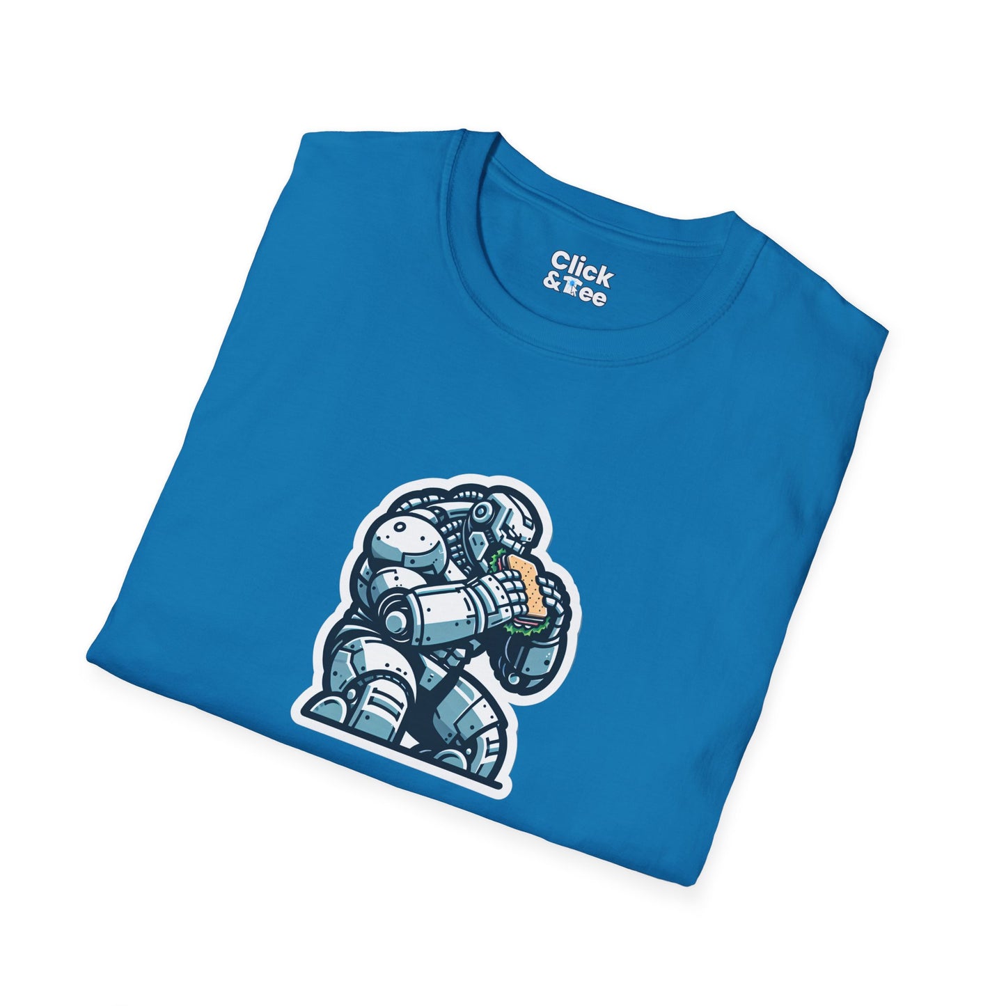 Digital Art T-Shirt - Hulking Robot Eating a sandwich - Digital Art Style T-Shirt