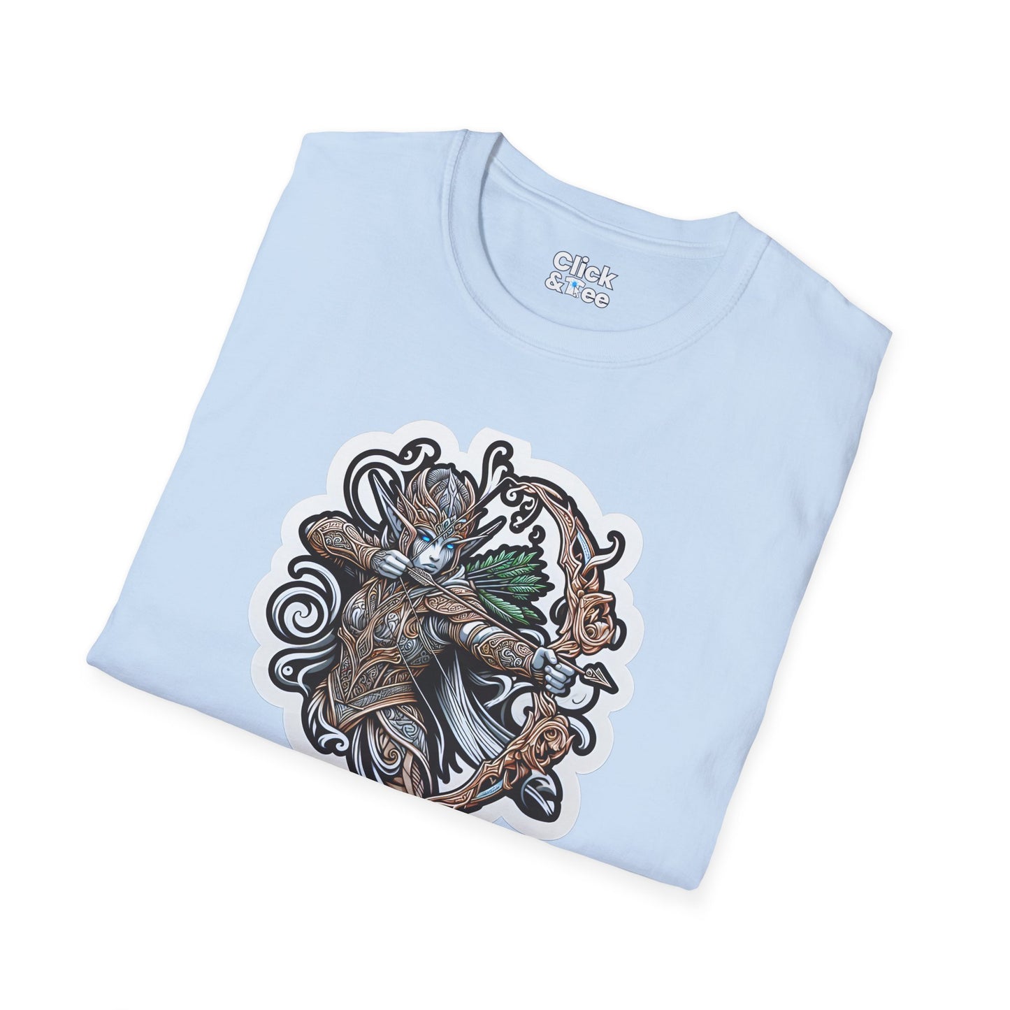 Fantasy T-Shirt - Fantastical Elf Shooting a bow and arrow - Fantasy Style T-Shirt