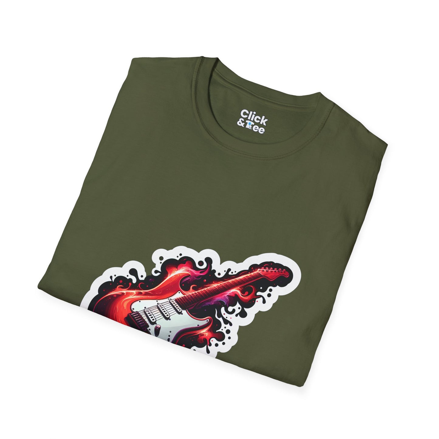 Color Splatter T-Shirt - Red Legendary Guitar Glowing - Color Splatter Style T-Shirt