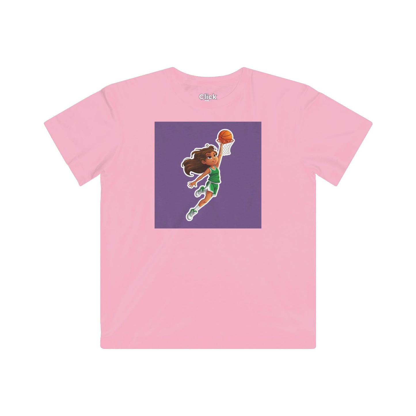 Kids Fantasy T-Shirt - Empowered Brown-haired young girl Playing basketball - Fantasy Style T-Shirt
