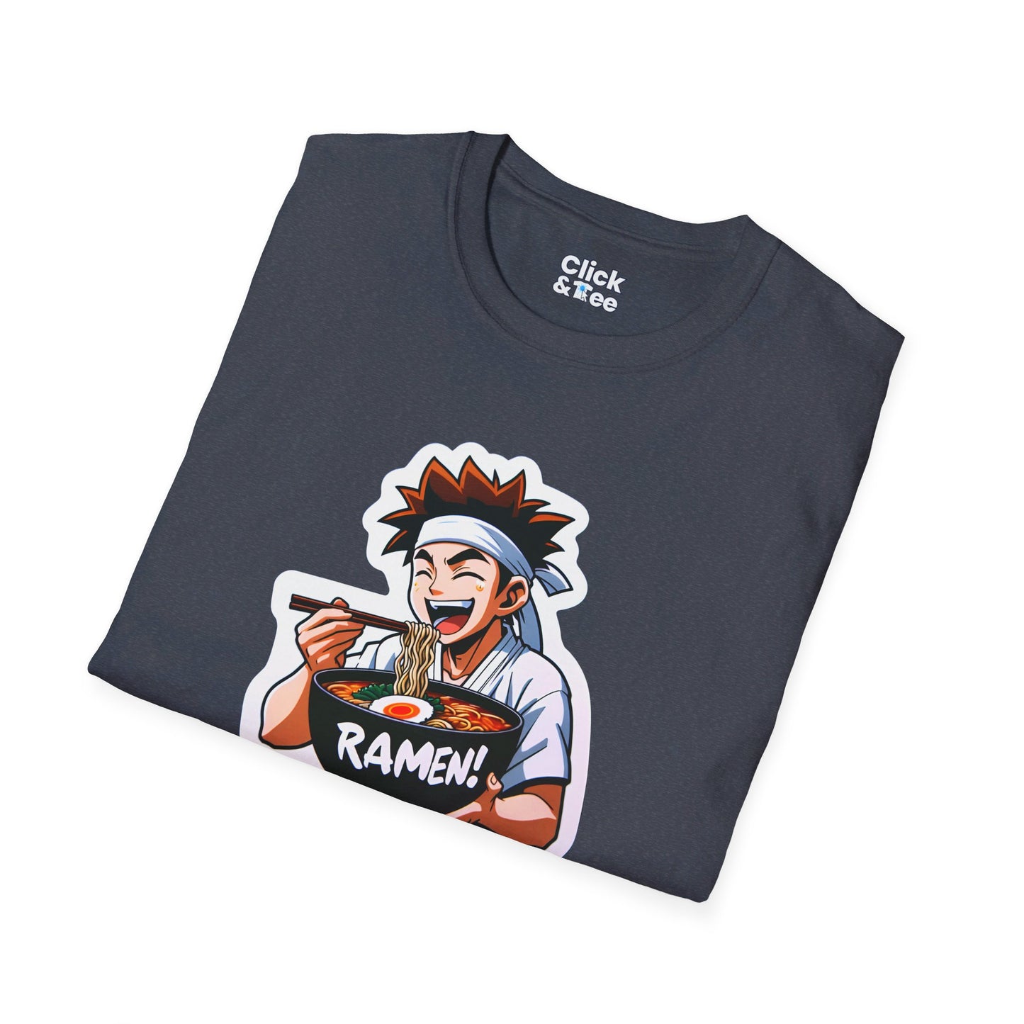 Harem Anime T-Shirt - Happy Kung-Fu Kid Eating a hot bowl of ramen - Harem Anime Style T-Shirt