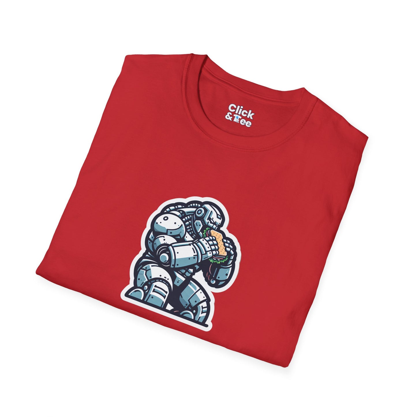 Digital Art T-Shirt - Hulking Robot Eating a sandwich - Digital Art Style T-Shirt