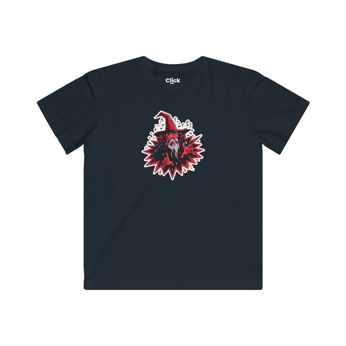 Kids Comic T-Shirt - Red Warlock Exploding with Confetti - Comic Style T-Shirt