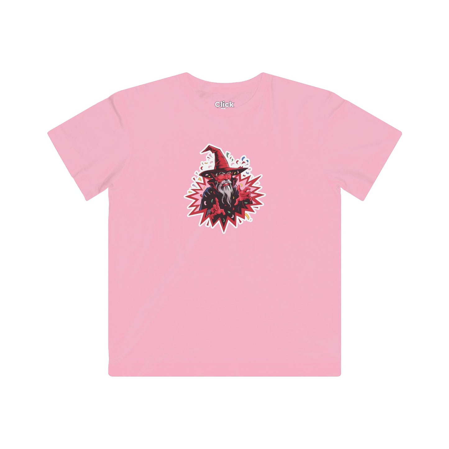 Kids Comic T-Shirt - Red Warlock Exploding with Confetti - Comic Style T-Shirt