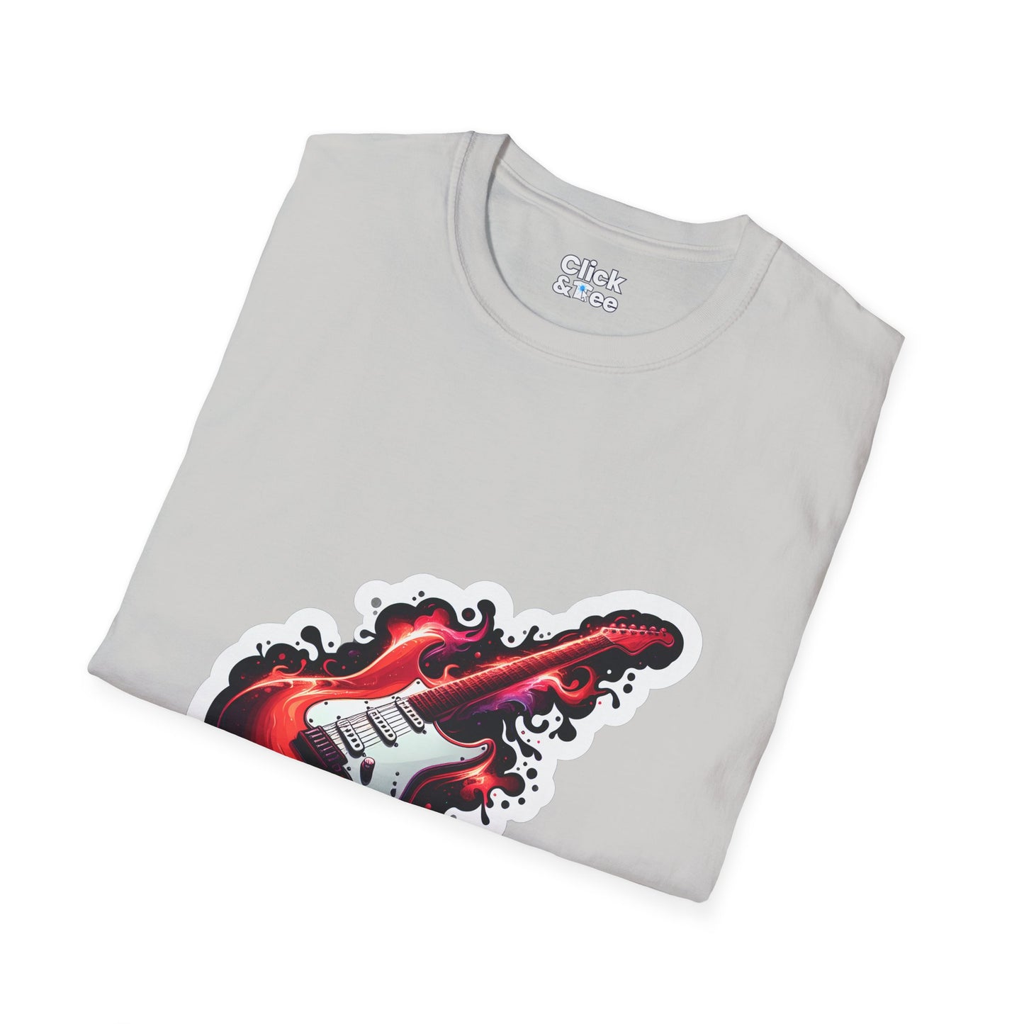 Color Splatter T-Shirt - Red Legendary Guitar Glowing - Color Splatter Style T-Shirt