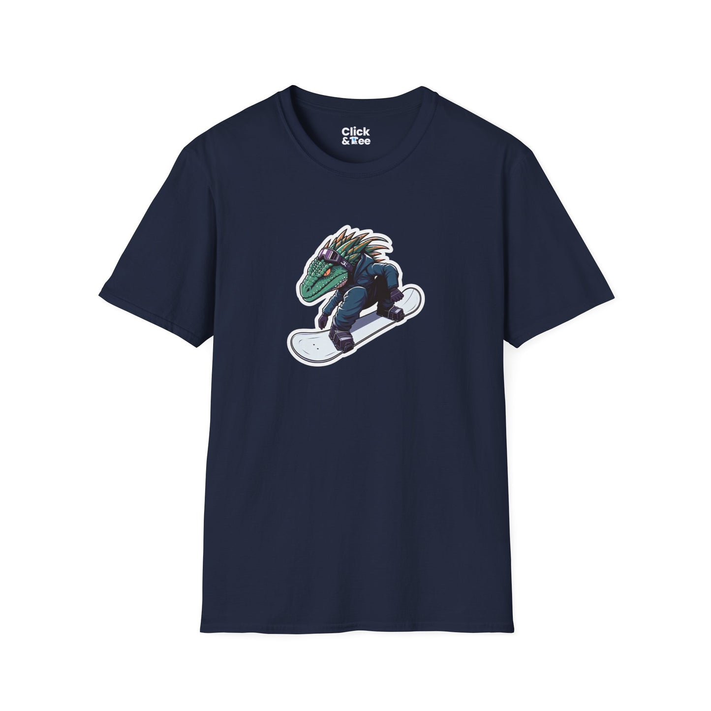 Unique T-Shirt - Heroic Lizard Snowboarder Flying through the air - Shonen Anime Style T-Shirt