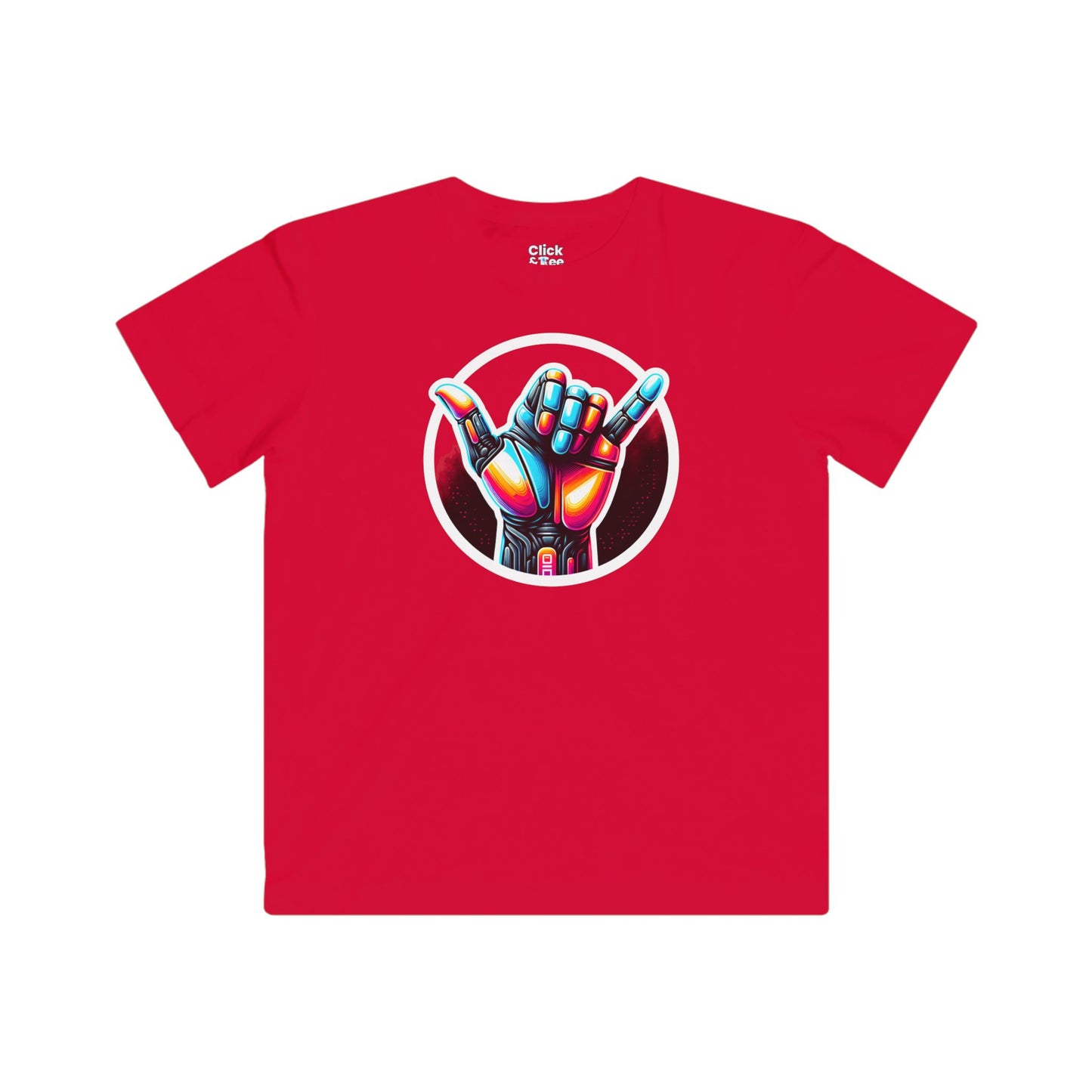 Kids Futuristic T-Shirt - Vivid Hand Making the Aloha Sign - Futuristic Style T-Shirt