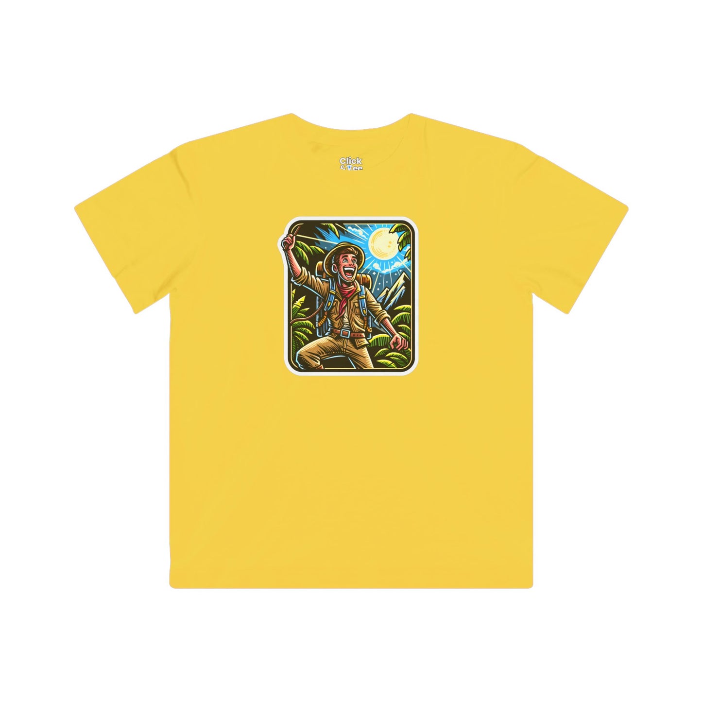 Kids Comic T-Shirt - Happy Adventurer Exploring the Unknown - Comic Style T-Shirt