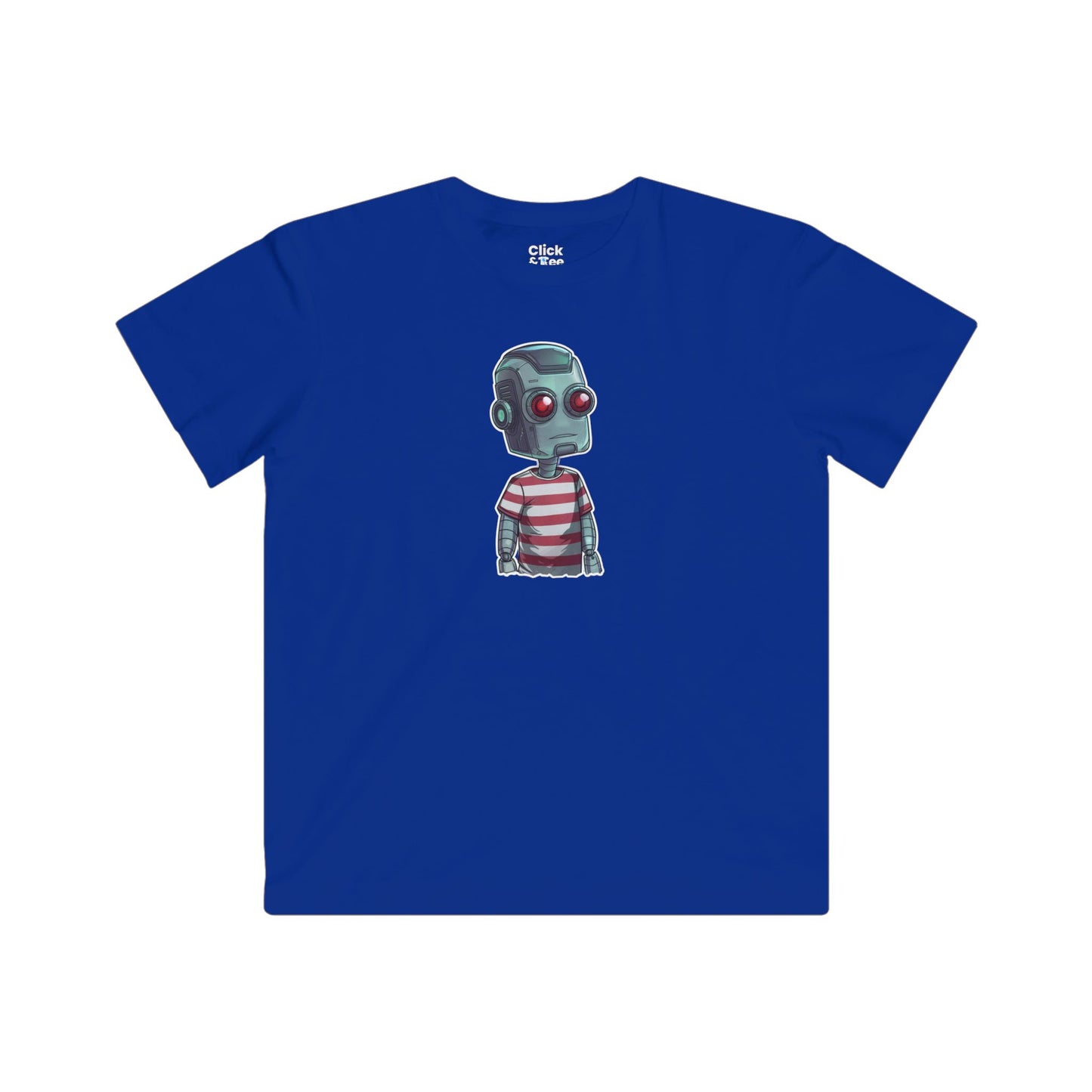 Kids Futuristic T-Shirt - Cool Robot Rebel Wearing a Trendy T-Shirt - Futuristic Style T-Shirt