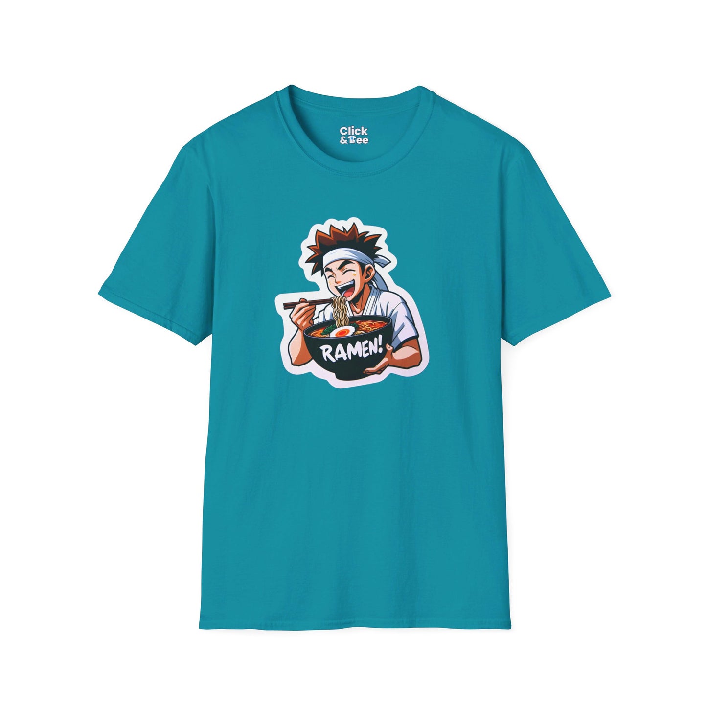 Harem Anime T-Shirt - Happy Kung-Fu Kid Eating a hot bowl of ramen - Harem Anime Style T-Shirt