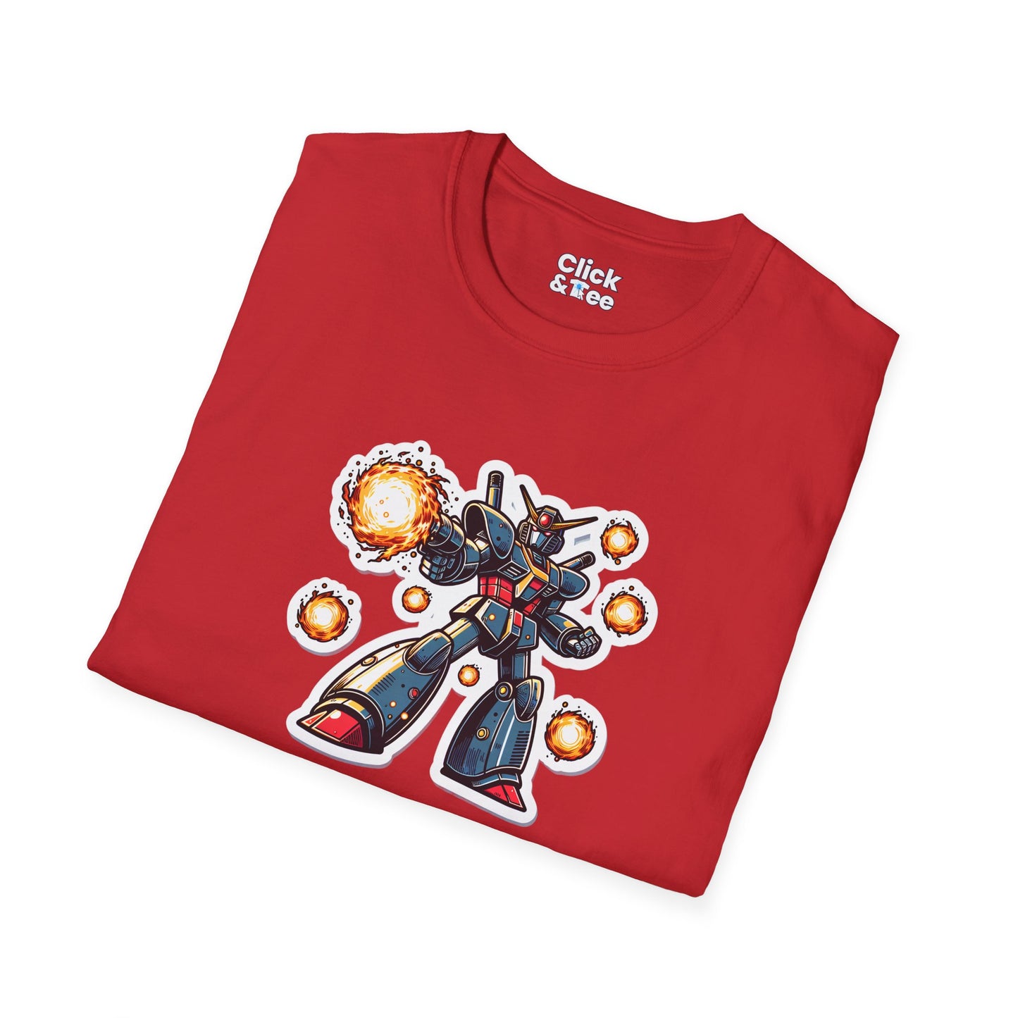 Shonen Anime T-Shirt - Magical Robot Shooting fireballs - Shonen Anime Style T-Shirt