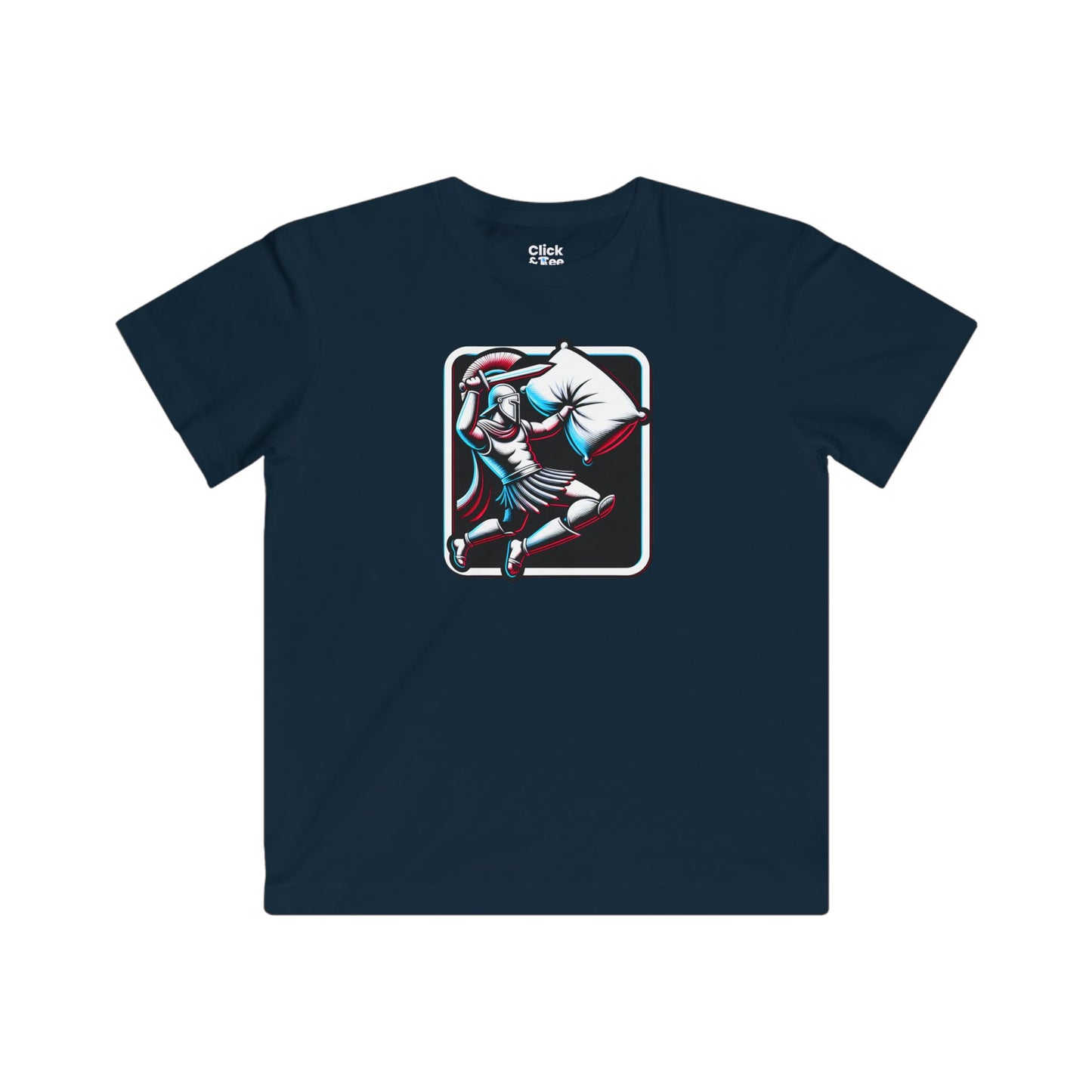 Kids 3D T-Shirt - Battle-ready Gladiator In a Pillow Fight - 3D Style T-Shirt