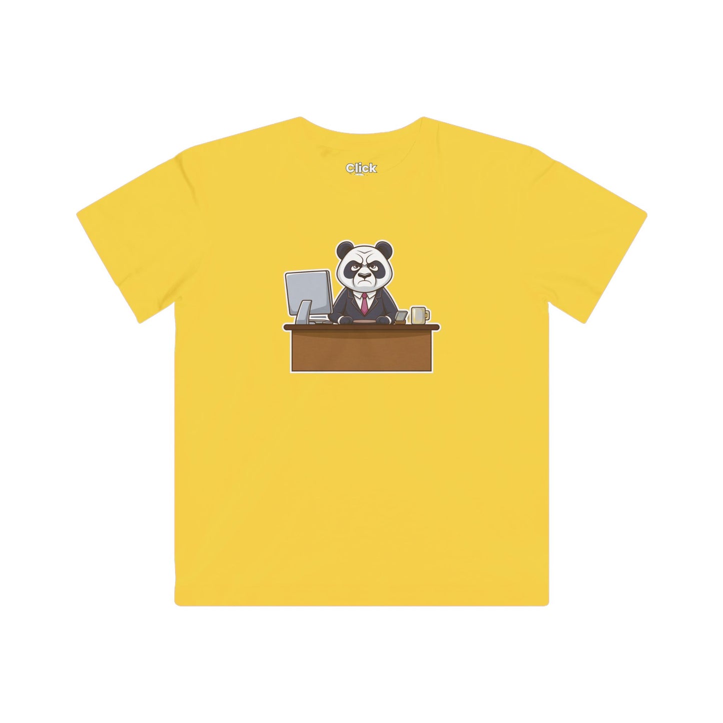 Kids Cartoon T-Shirt - Disgruntled Panda in a Suit Working a boring office job - Cartoon Style T-Shirt