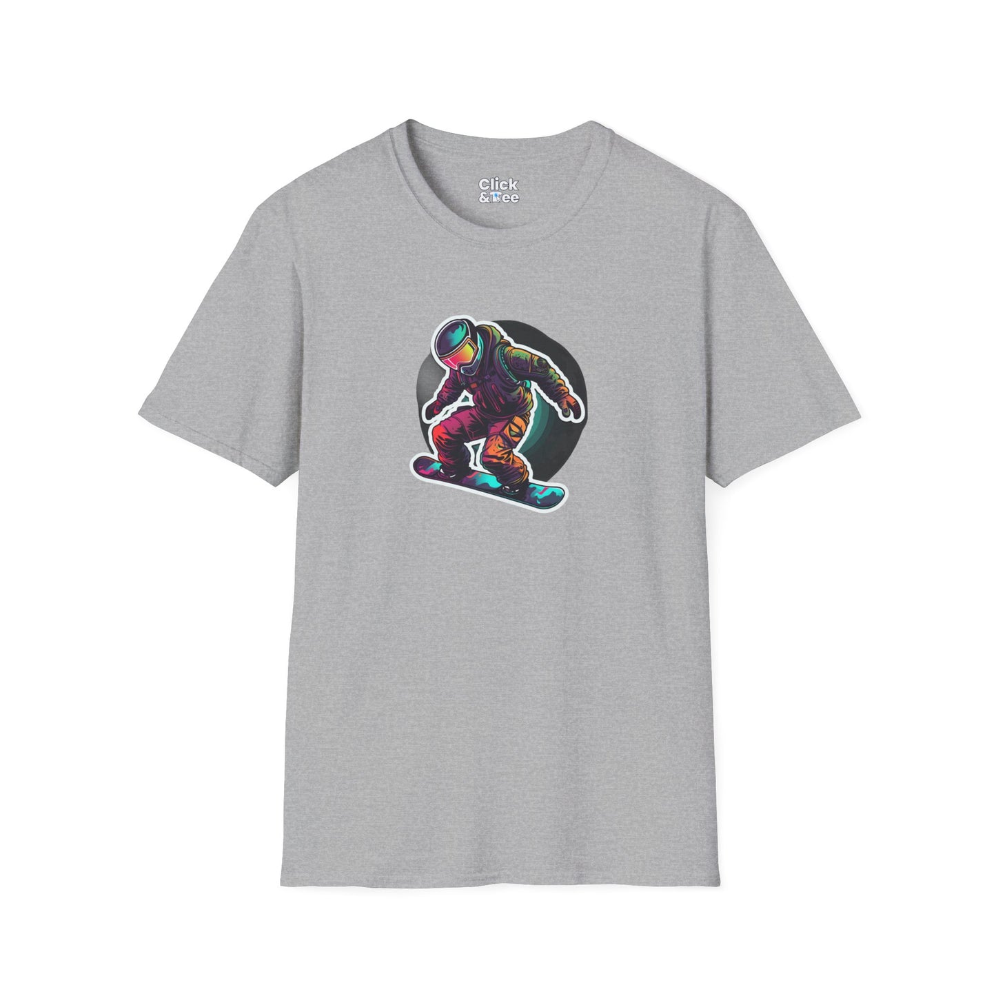 Retro T-Shirt - Aggressive Robot Snowboarder Flying through the air - Retro Style T-Shirt