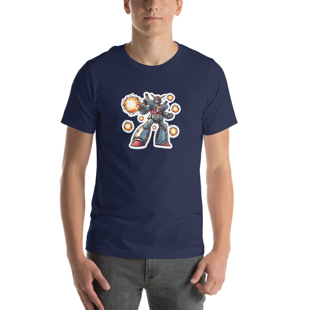 Shonen Anime T-Shirt - Magical Robot Shooting fireballs - Shonen Anime Style T-Shirt