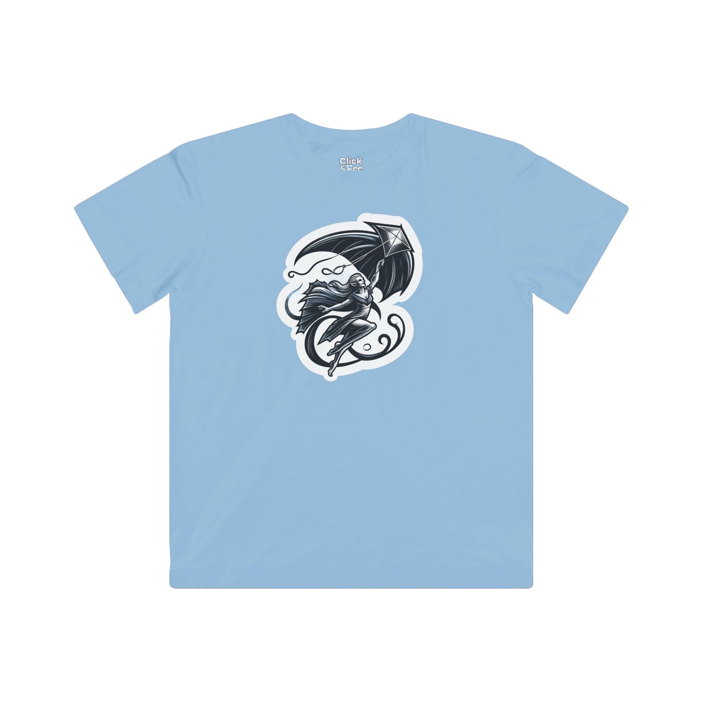 Kids Modern T-Shirt - Graceful Vampire Flying a Kite - Modern Style T-Shirt