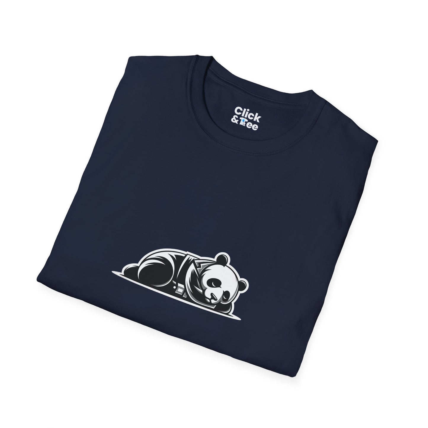 Unique T-Shirt - Sleepy Panda Eating rainbow ice cream - Vector Style T-Shirt